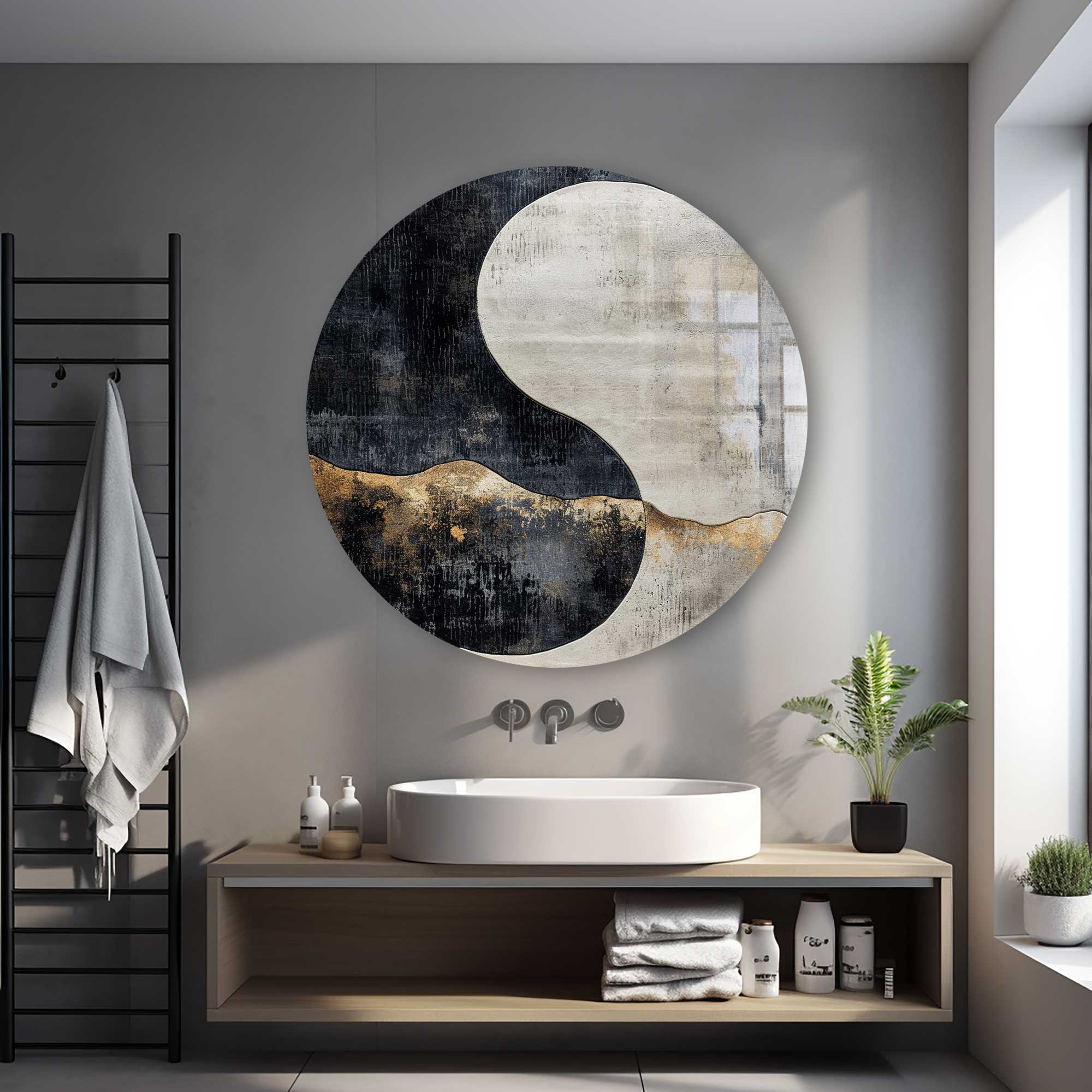 Artronauts Glass Print Yin and Yang - Rounded Glass Wall Art