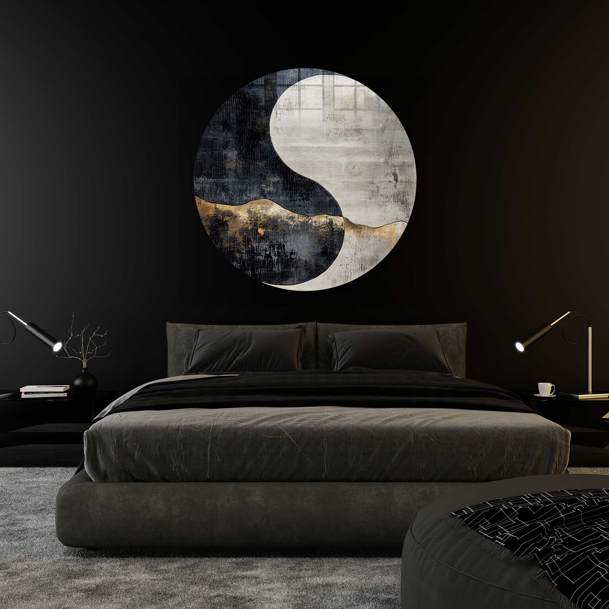 Artronauts Glass Print Yin and Yang - Rounded Glass Wall Art