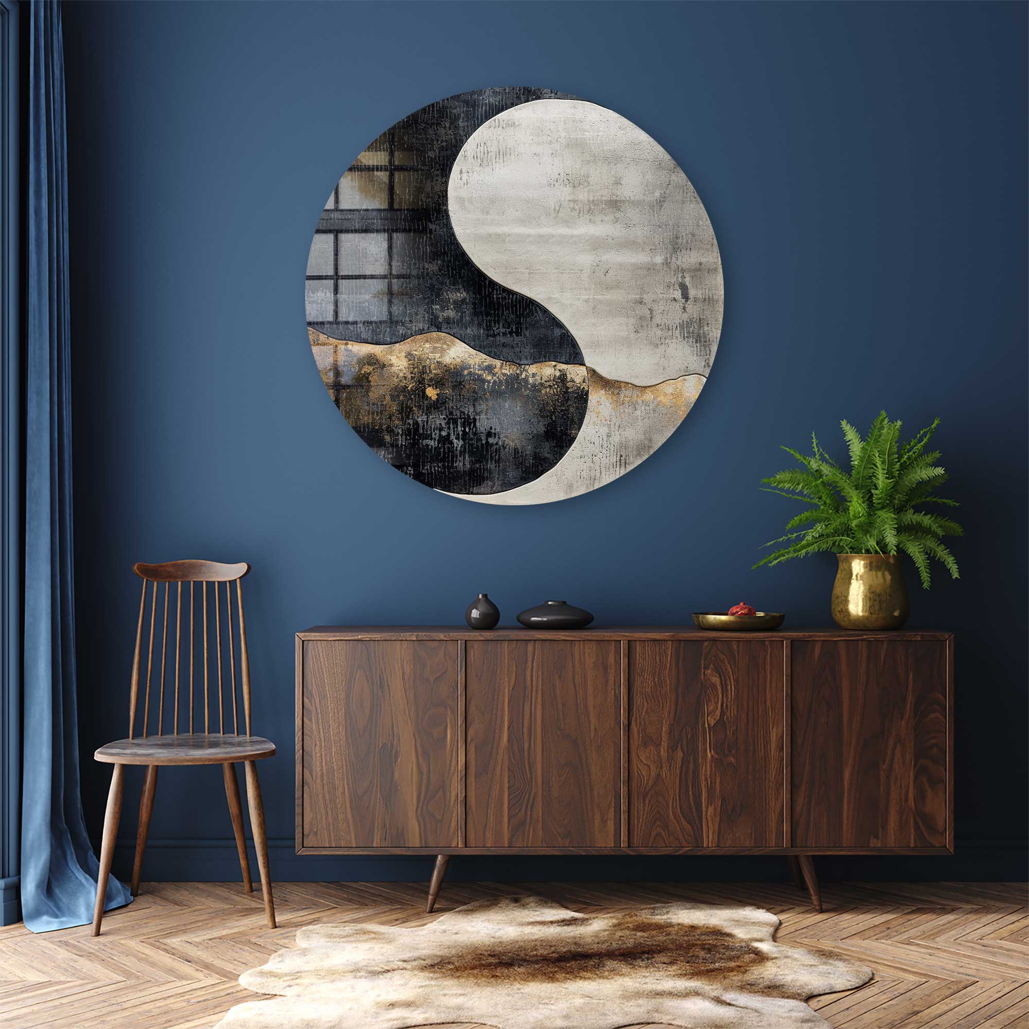 Artronauts Glass Print Yin and Yang - Rounded Glass Wall Art