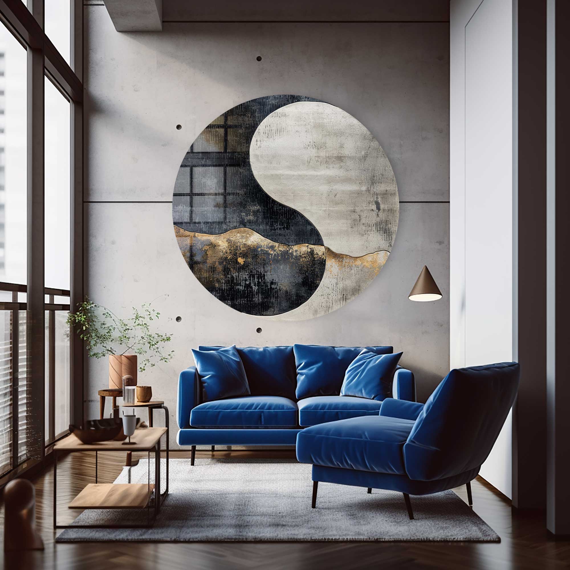 Yin and Yang - Rounded Glass Wall Art