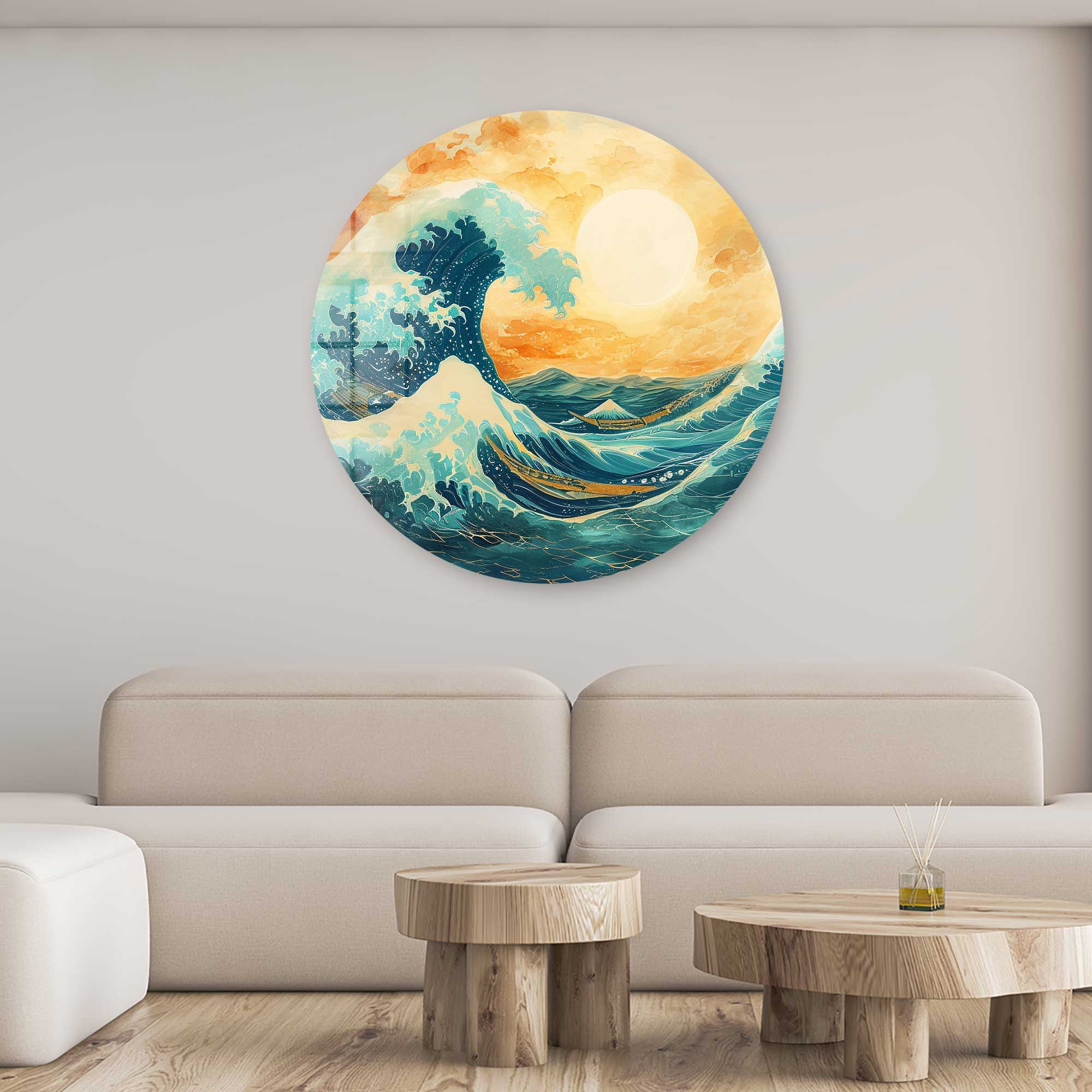 Artronauts Glass Print Perfect Sunrise - Rounded Glass Wall Art
