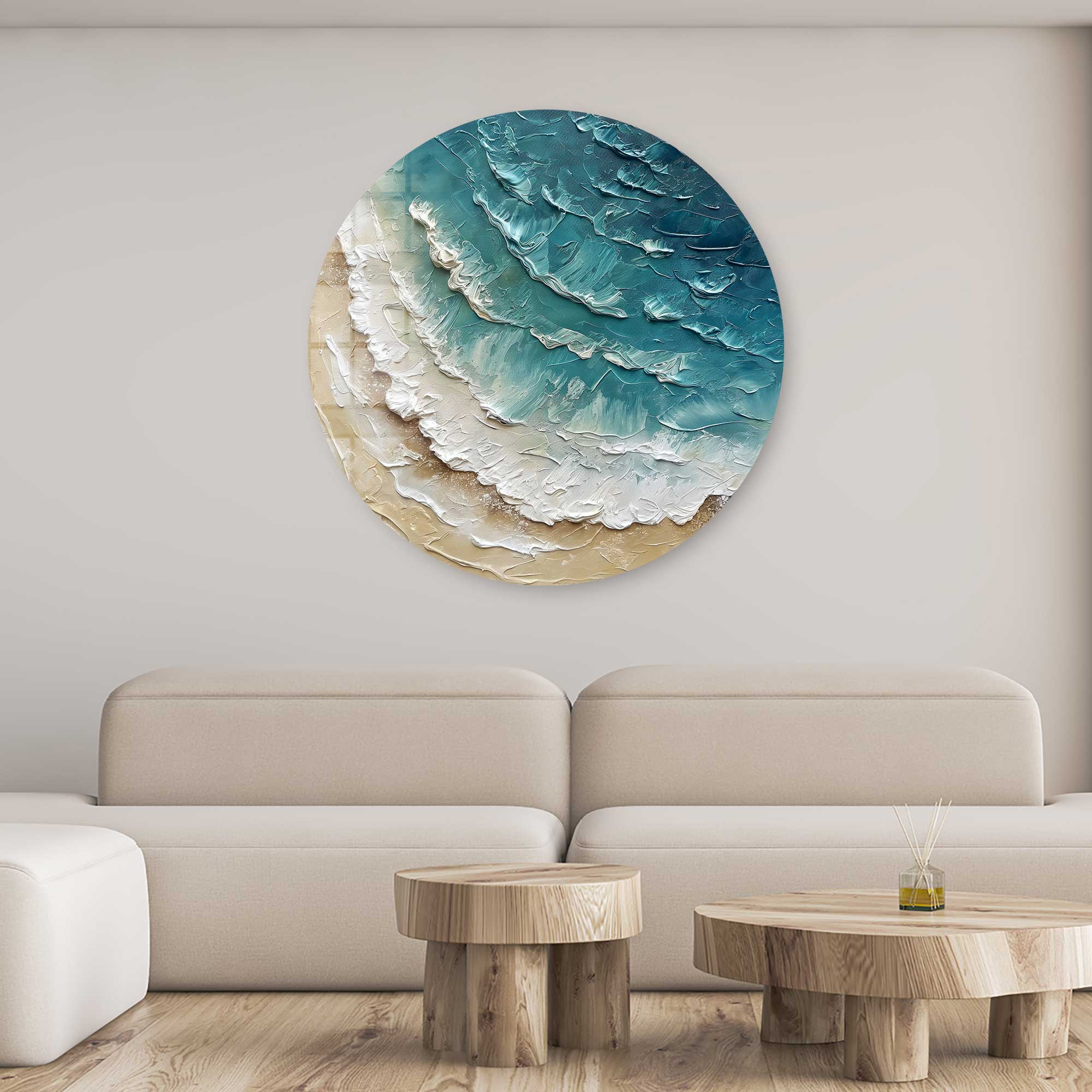 Artronauts Glass Print Painting Waves - Rounded Glass Wall Art