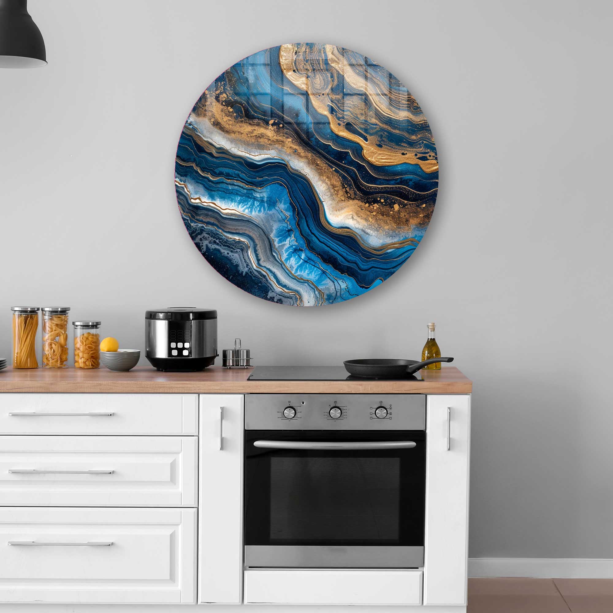 Artronauts Glass Print Abstract Waves - Rounded Glass Wall Art