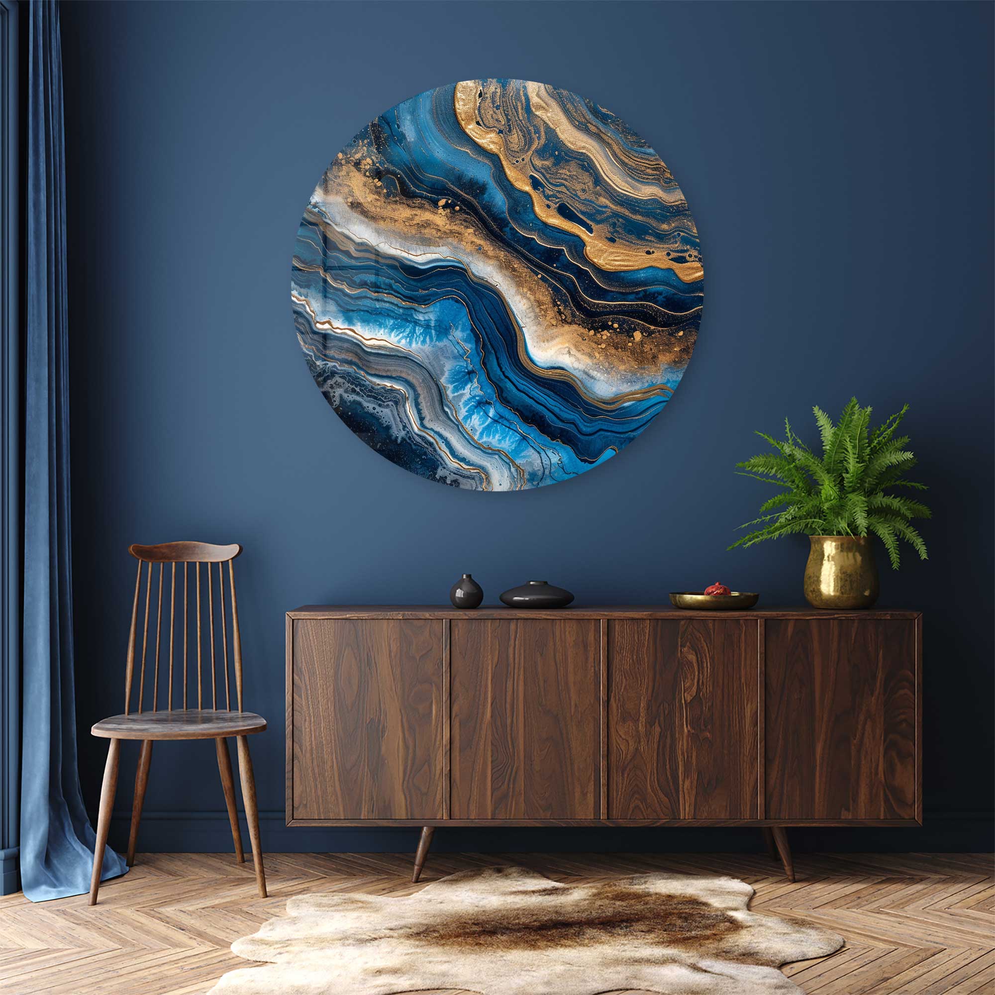Artronauts Glass Print Abstract Waves - Rounded Glass Wall Art