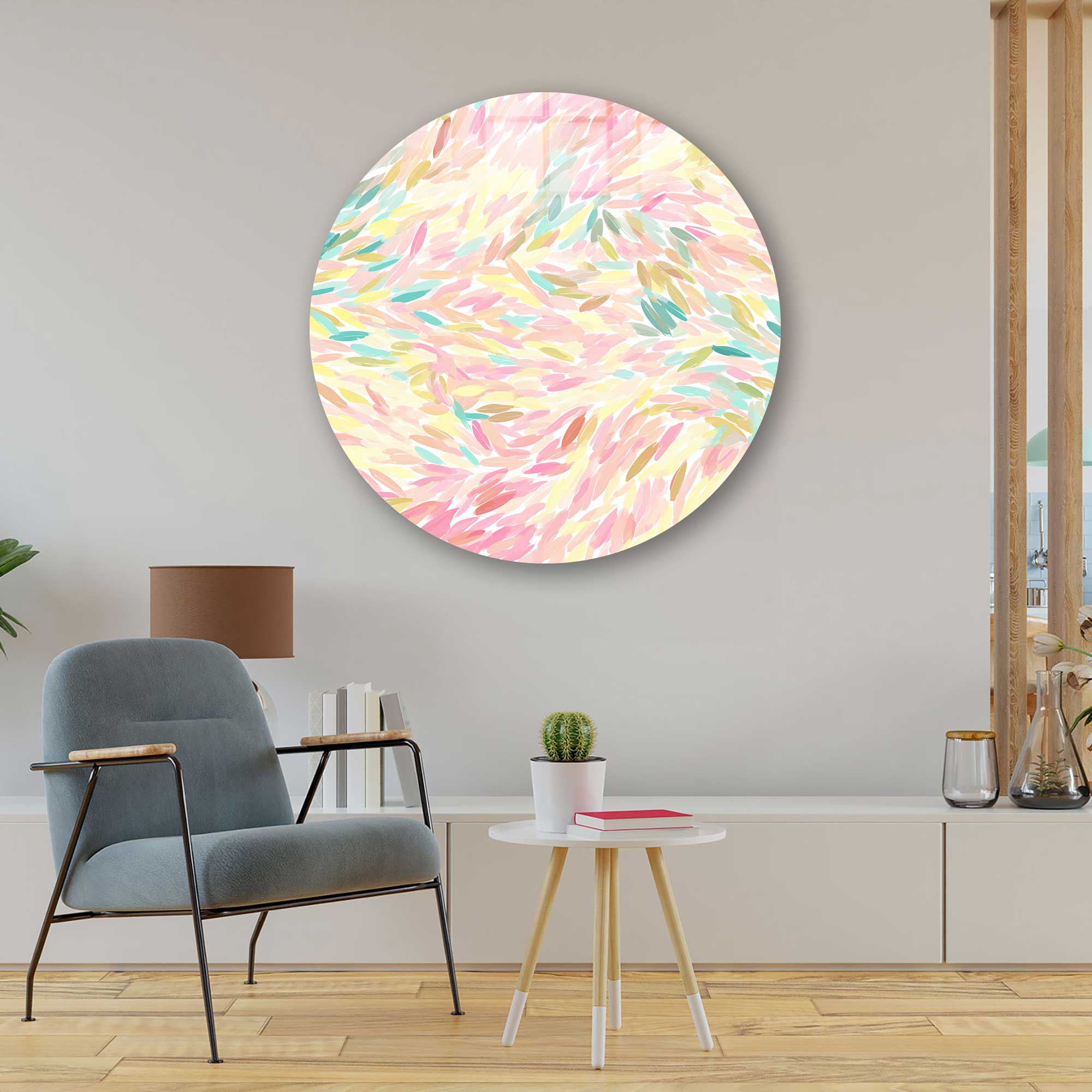Artronauts Glass Print Pastel Abstract - Rounded Glass Wall Art
