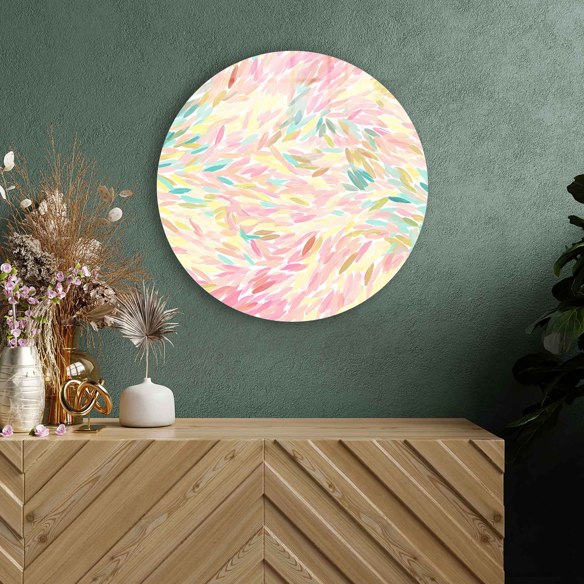 Artronauts Glass Print Pastel Abstract - Rounded Glass Wall Art