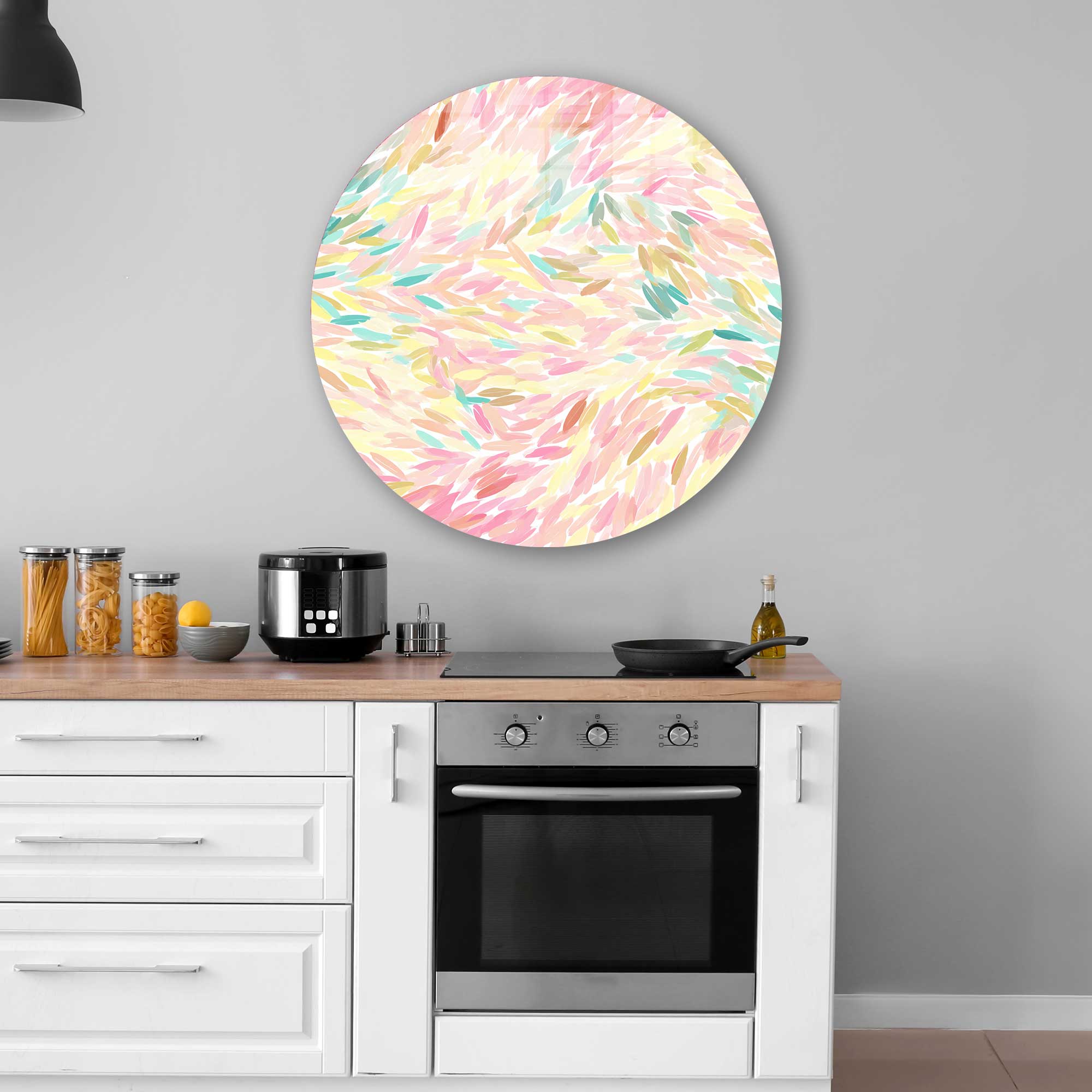 Artronauts Glass Print Pastel Abstract - Rounded Glass Wall Art