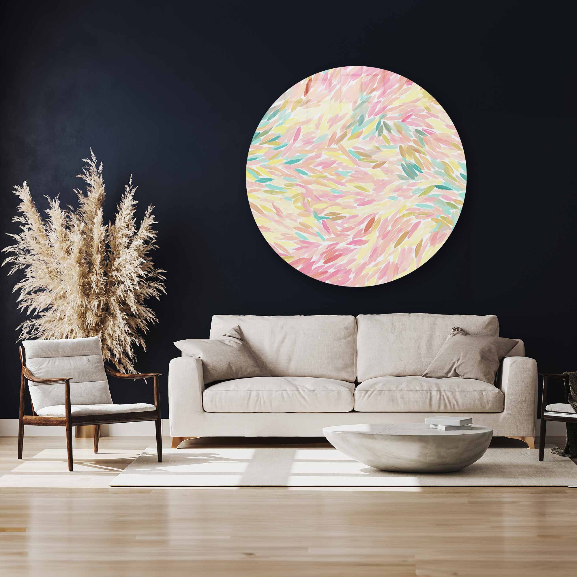 Artronauts Glass Print Pastel Abstract - Rounded Glass Wall Art