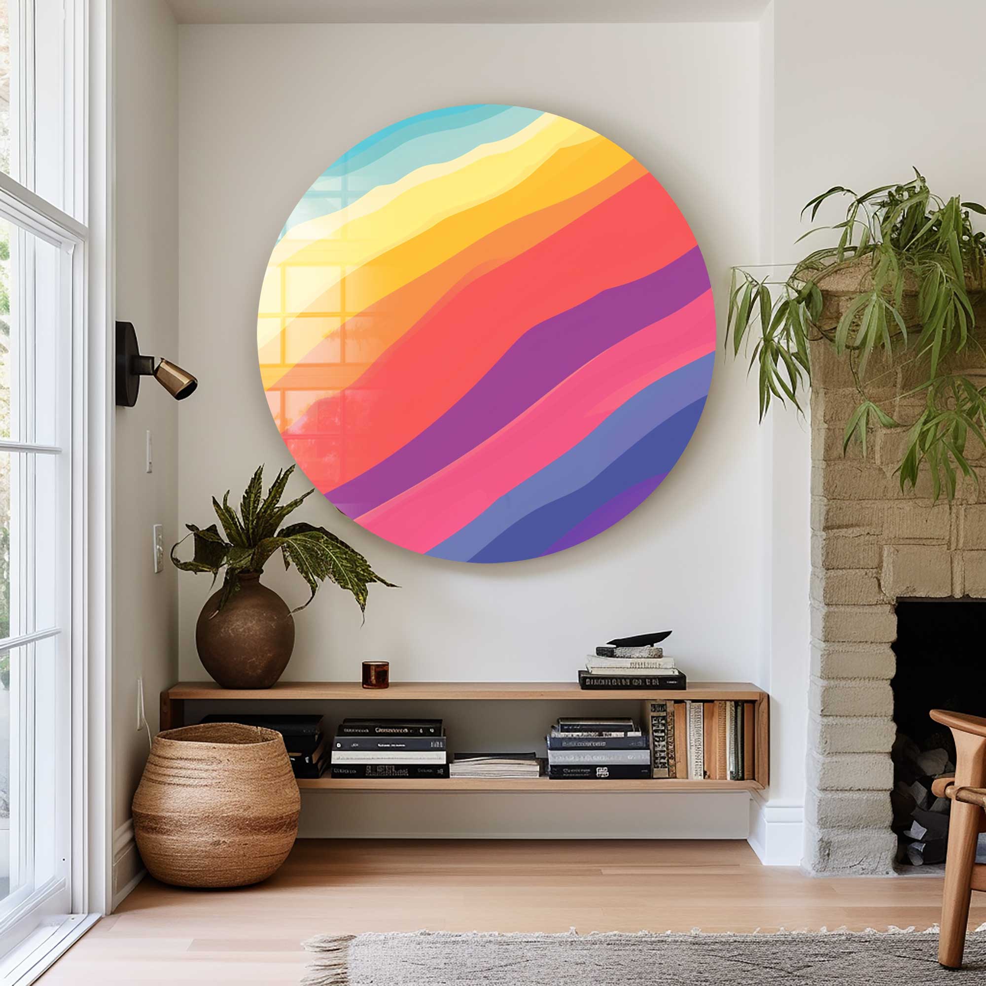 Artronauts Glass Print Colourful Waves II - Rounded Glass Wall Art