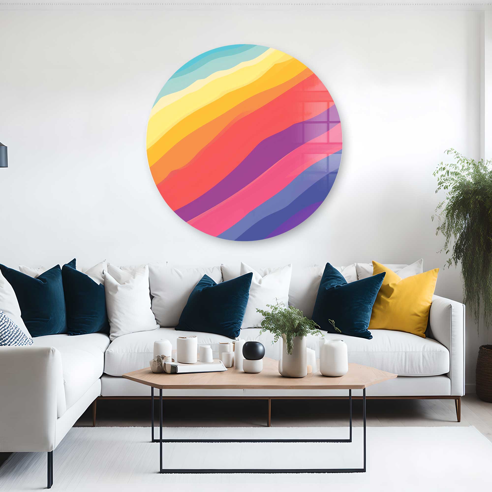 Artronauts Glass Print Colourful Waves II - Rounded Glass Wall Art