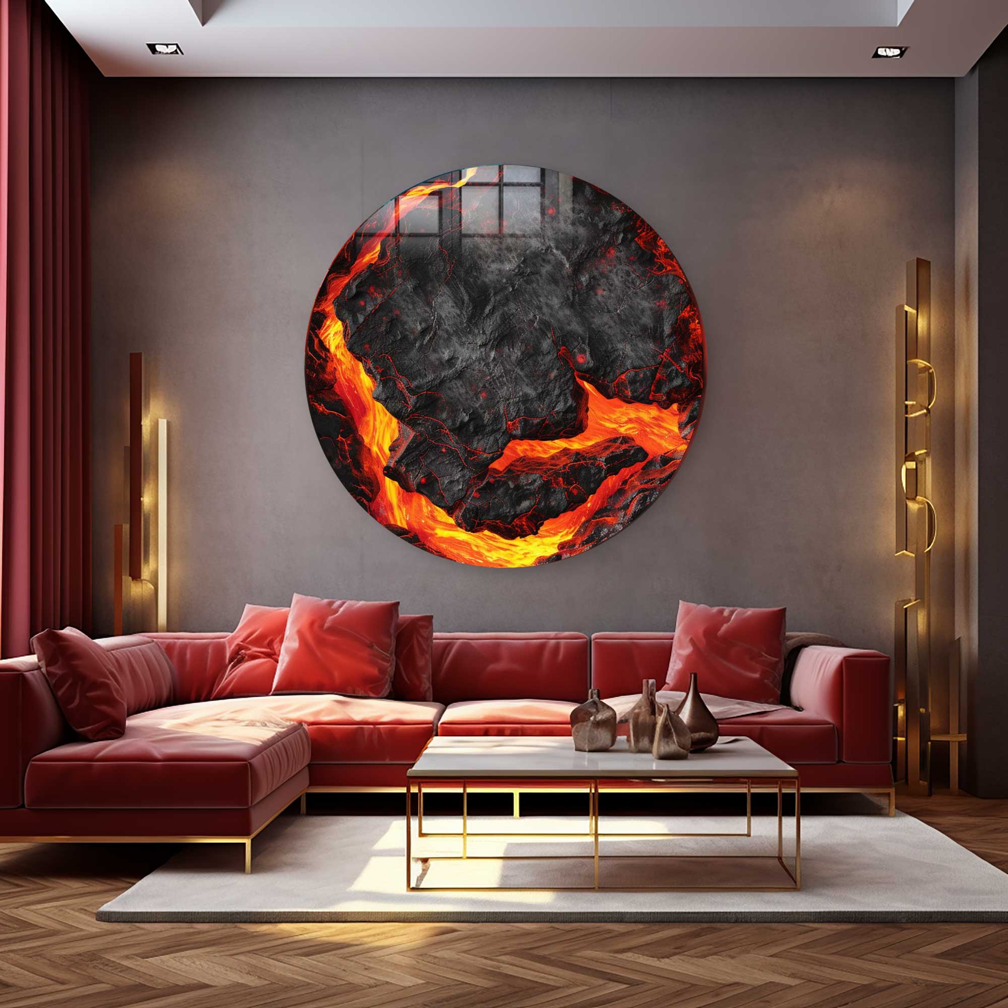 Artronauts Glass Print Lava II - Rounded Glass Wall Art