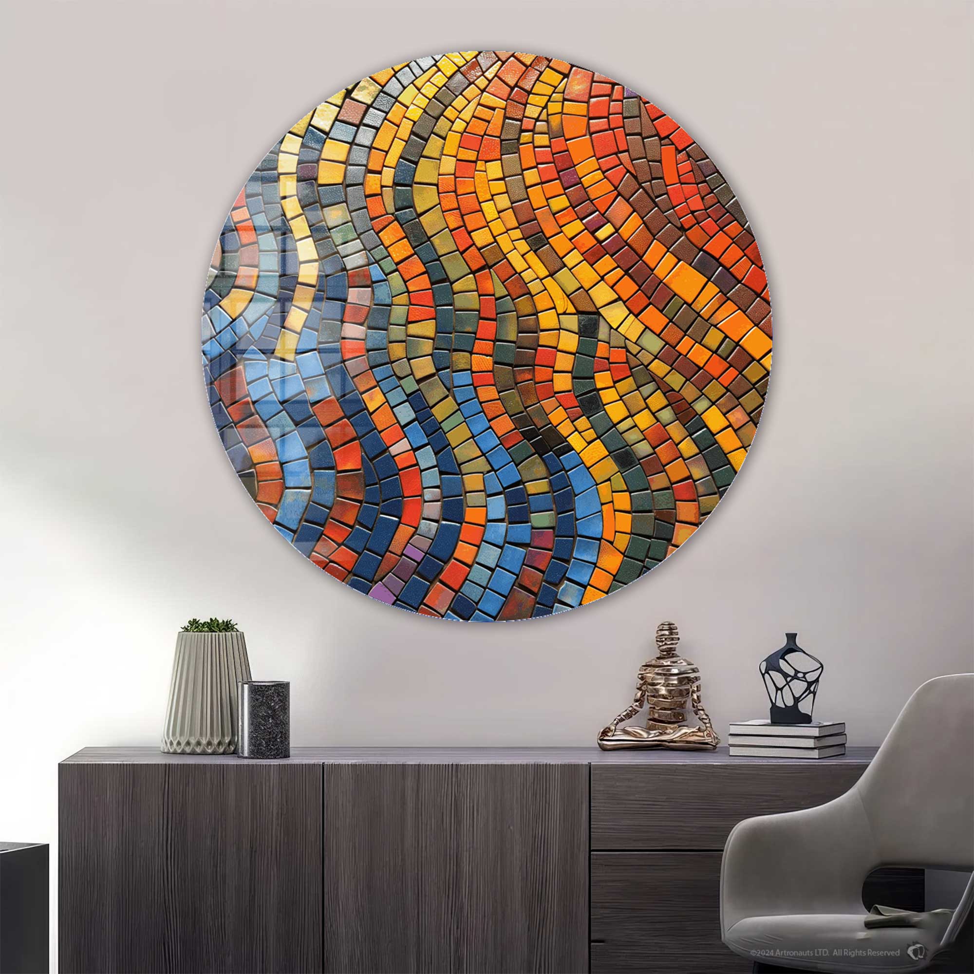 Artronauts Glass Print Mosaic Circles - Rounded Glass Wall Art
