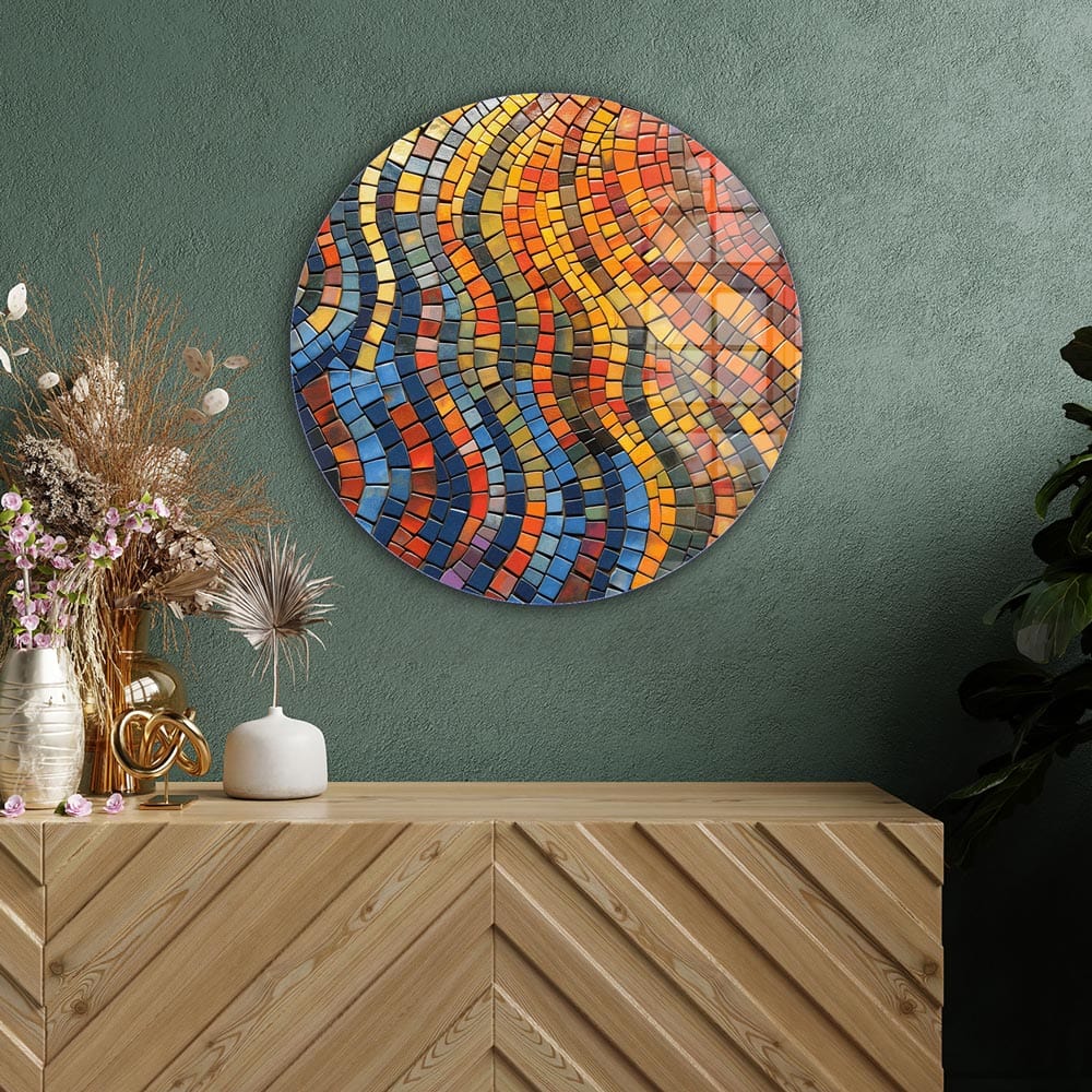 Artronauts Glass Print Mosaic Circles - Rounded Glass Wall Art