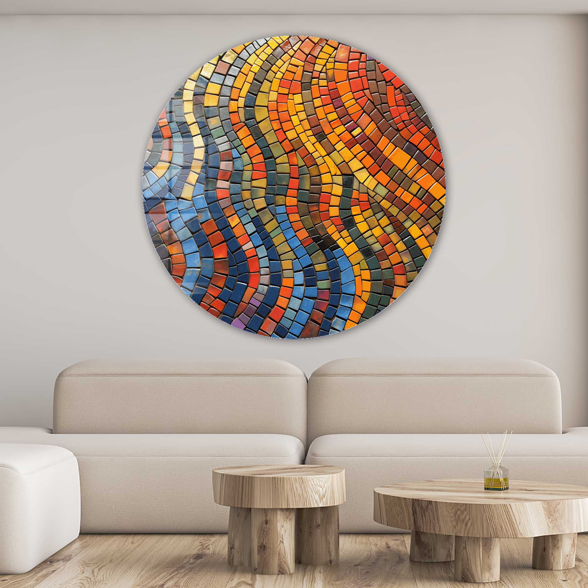 Artronauts Glass Print Mosaic Circles - Rounded Glass Wall Art