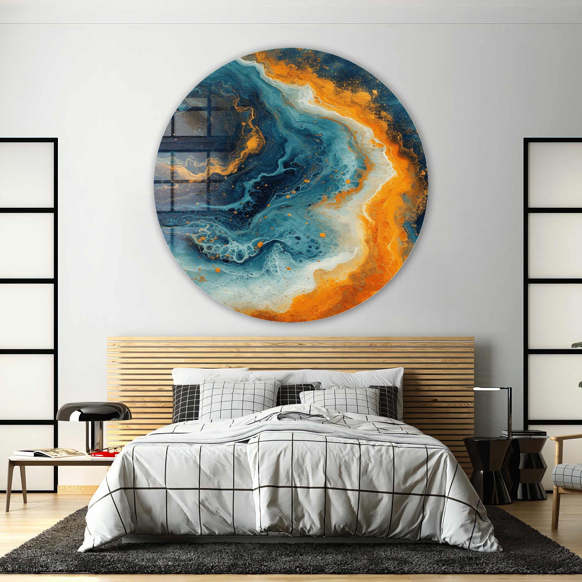 Artronauts Glass Print Abstract Ocean - Rounded Glass Wall Art
