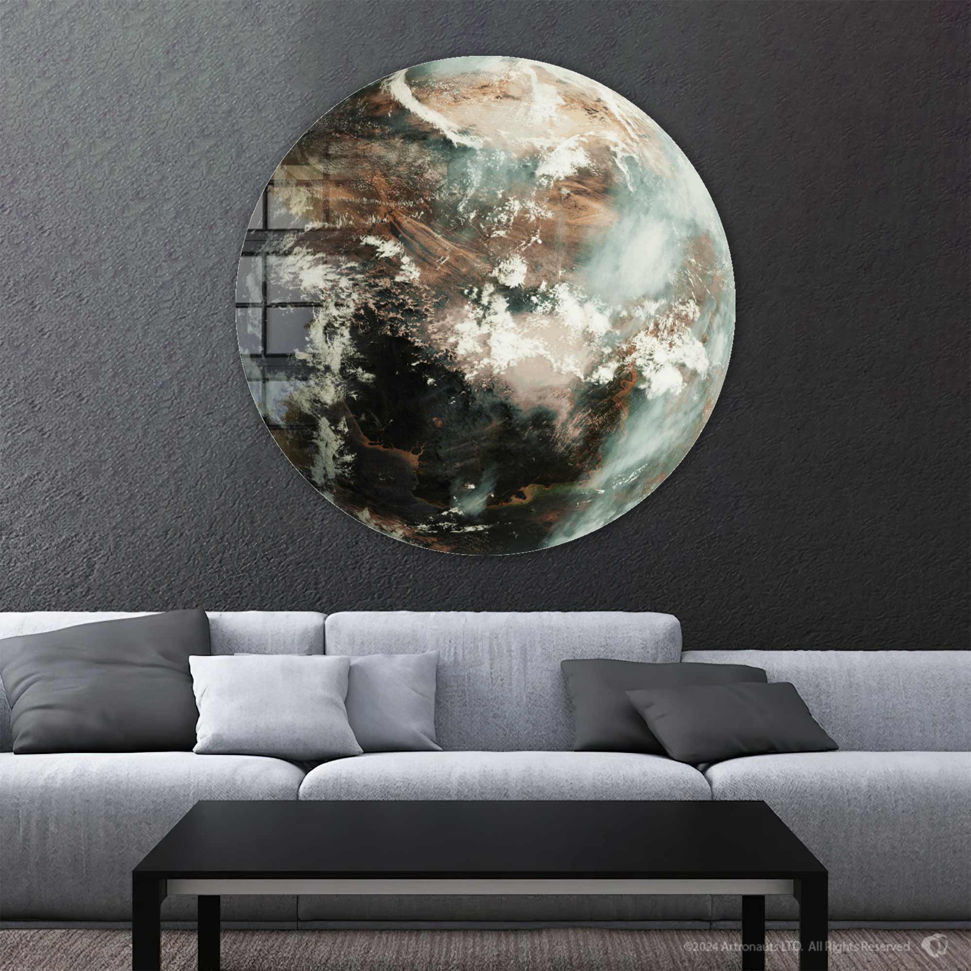 Artronauts Glass Print Chaotic World - Rounded Glass Wall Art