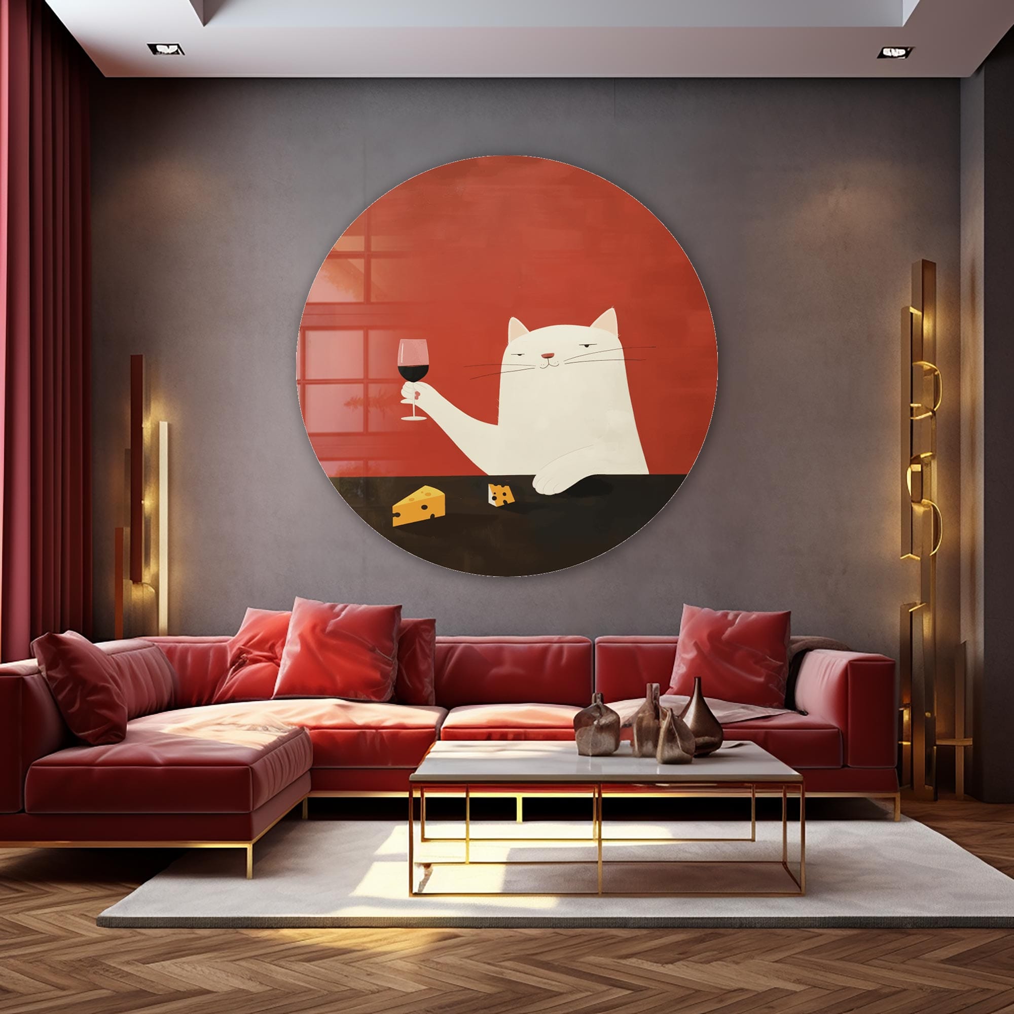 Artronauts Glass Print Cheers Darlin' - Rounded Glass Wall Art