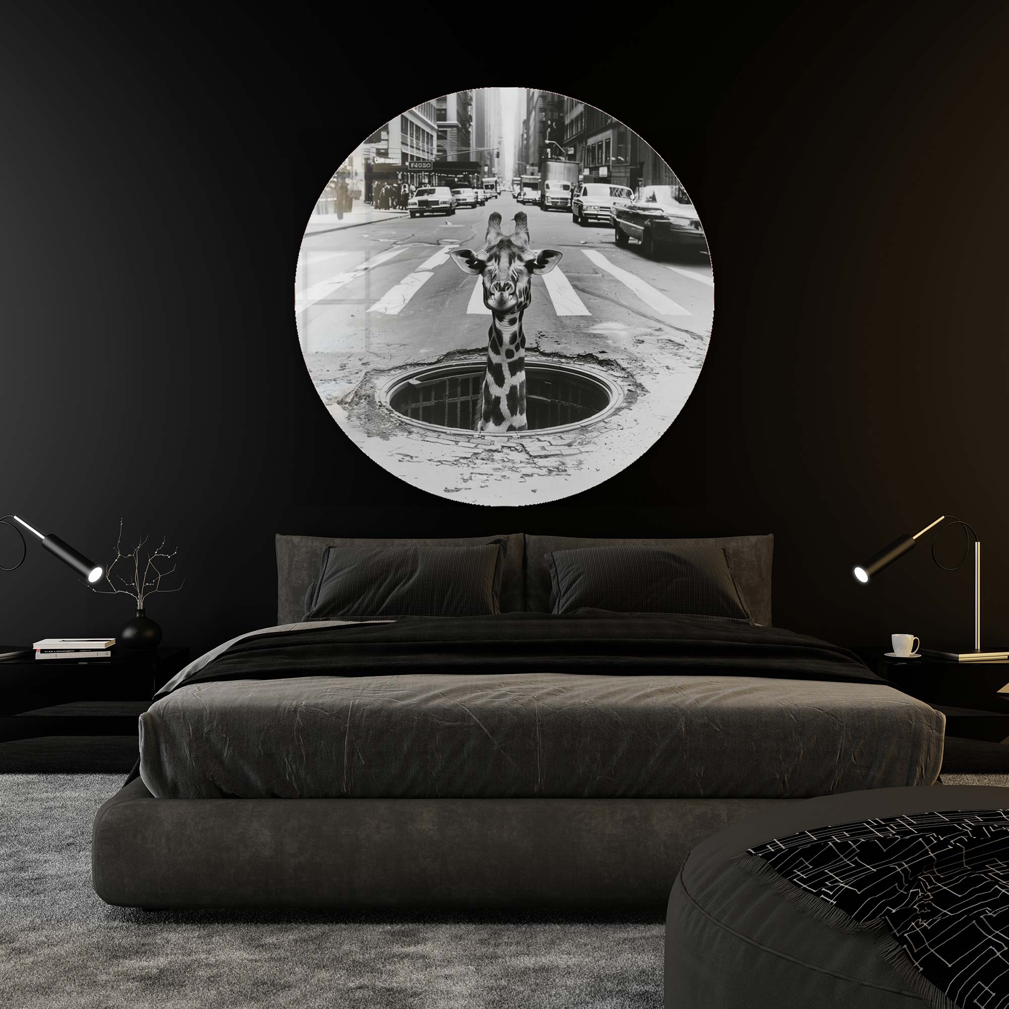 Artronauts Glass Print Peek-a-Giraffe - Rounded Glass Wall Art