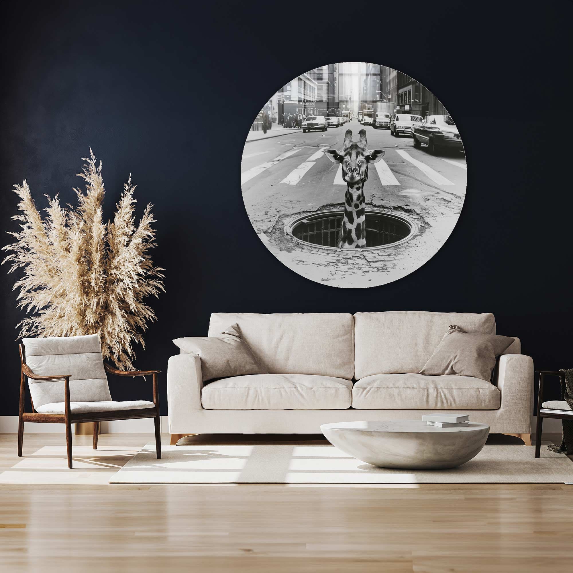 Artronauts Glass Print Peek-a-Giraffe - Rounded Glass Wall Art