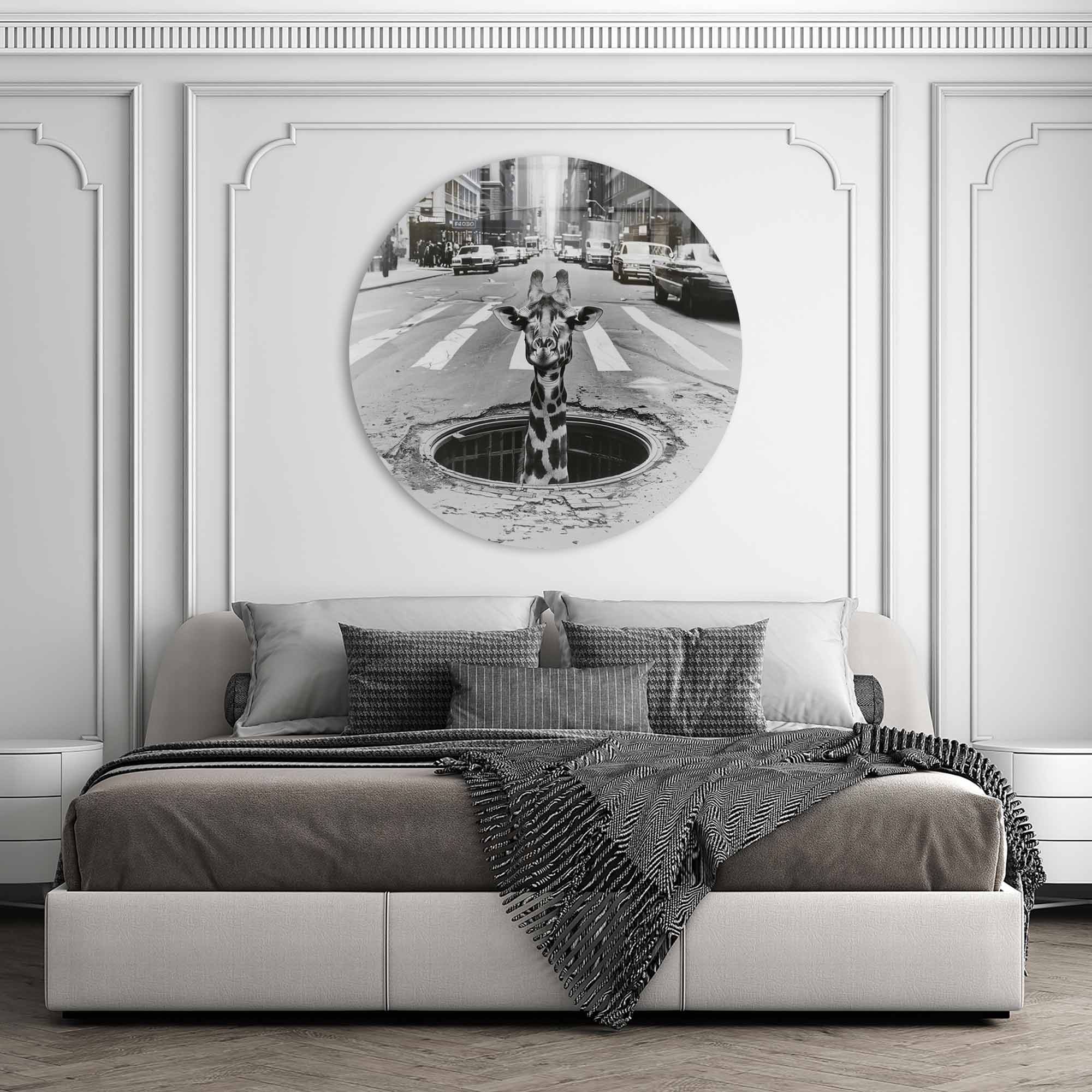 Artronauts Glass Print Peek-a-Giraffe - Rounded Glass Wall Art