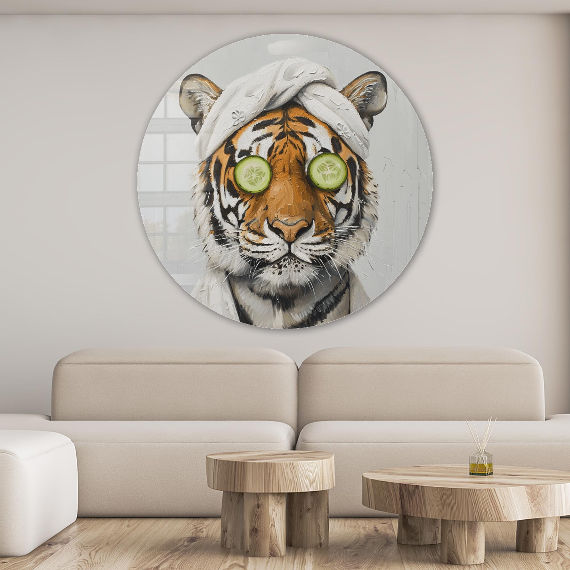 Artronauts Glass Print Tiger Zen - Rounded Glass Wall Art