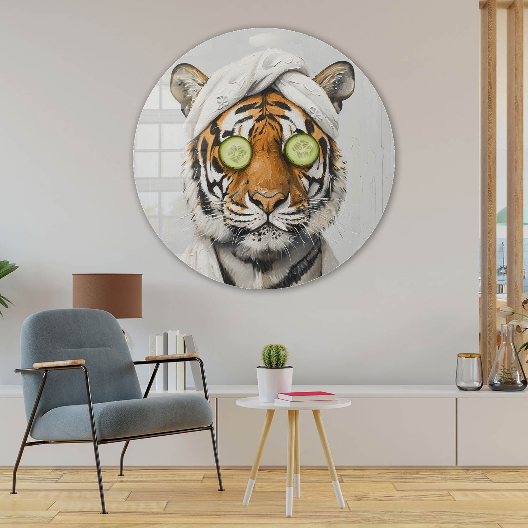 Artronauts Glass Print Tiger Zen - Rounded Glass Wall Art
