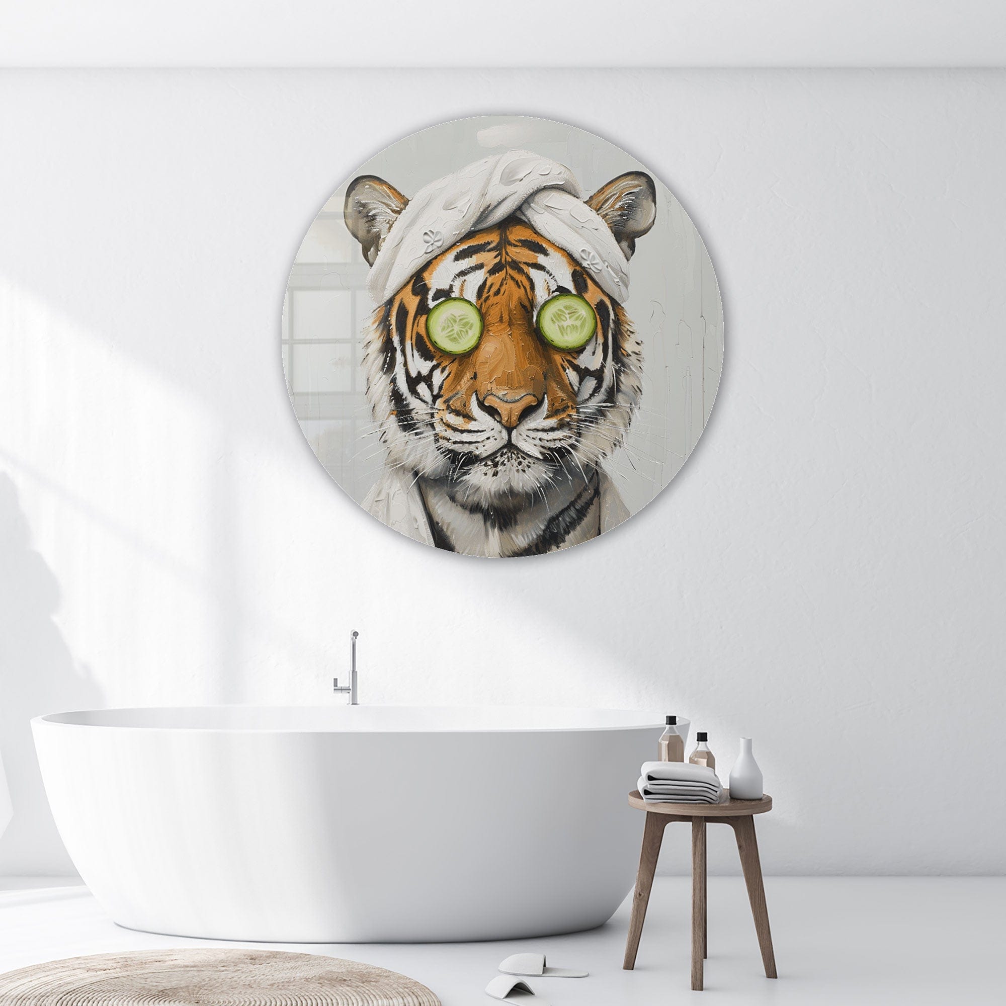 Artronauts Glass Print Tiger Zen - Rounded Glass Wall Art