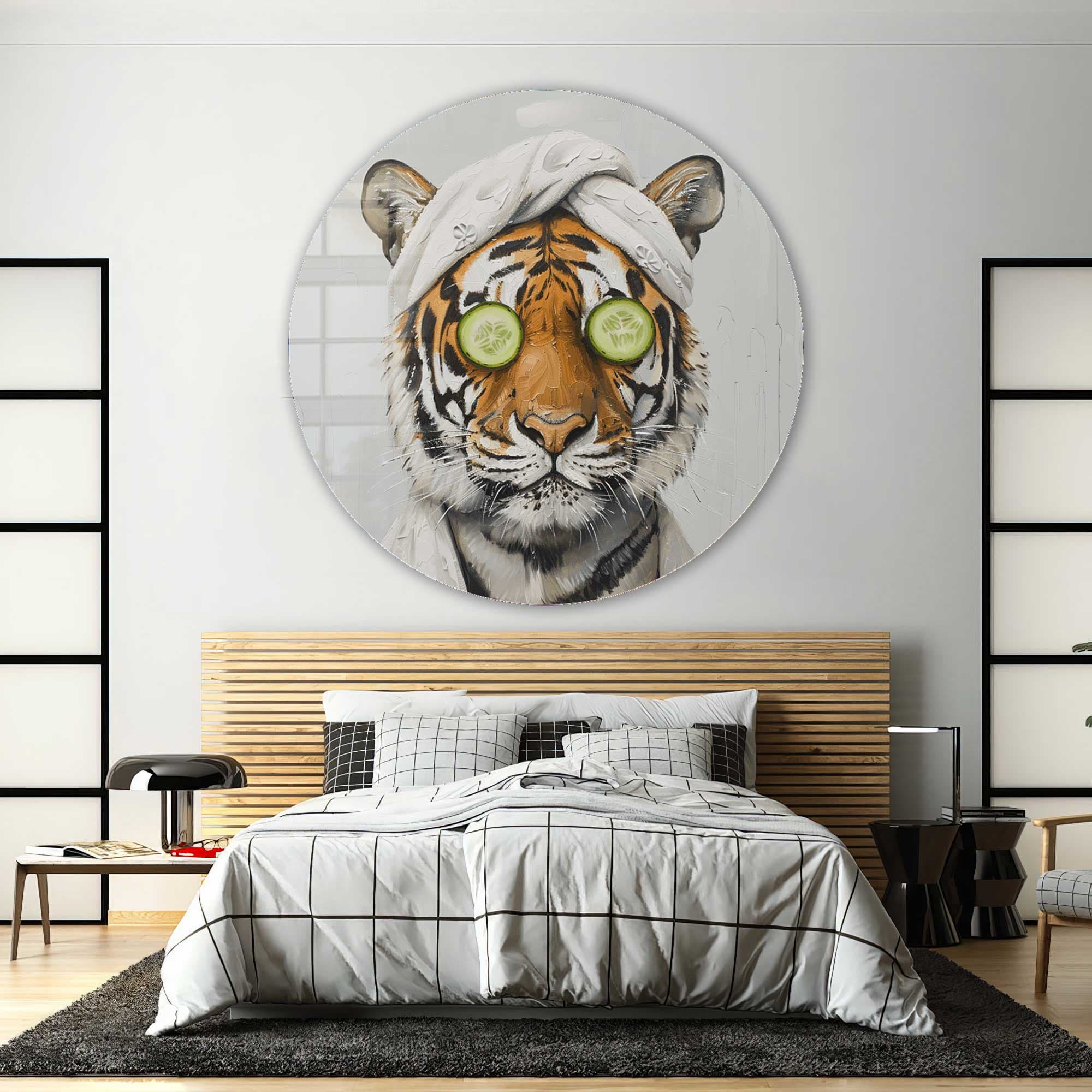 Artronauts Glass Print Tiger Zen - Rounded Glass Wall Art