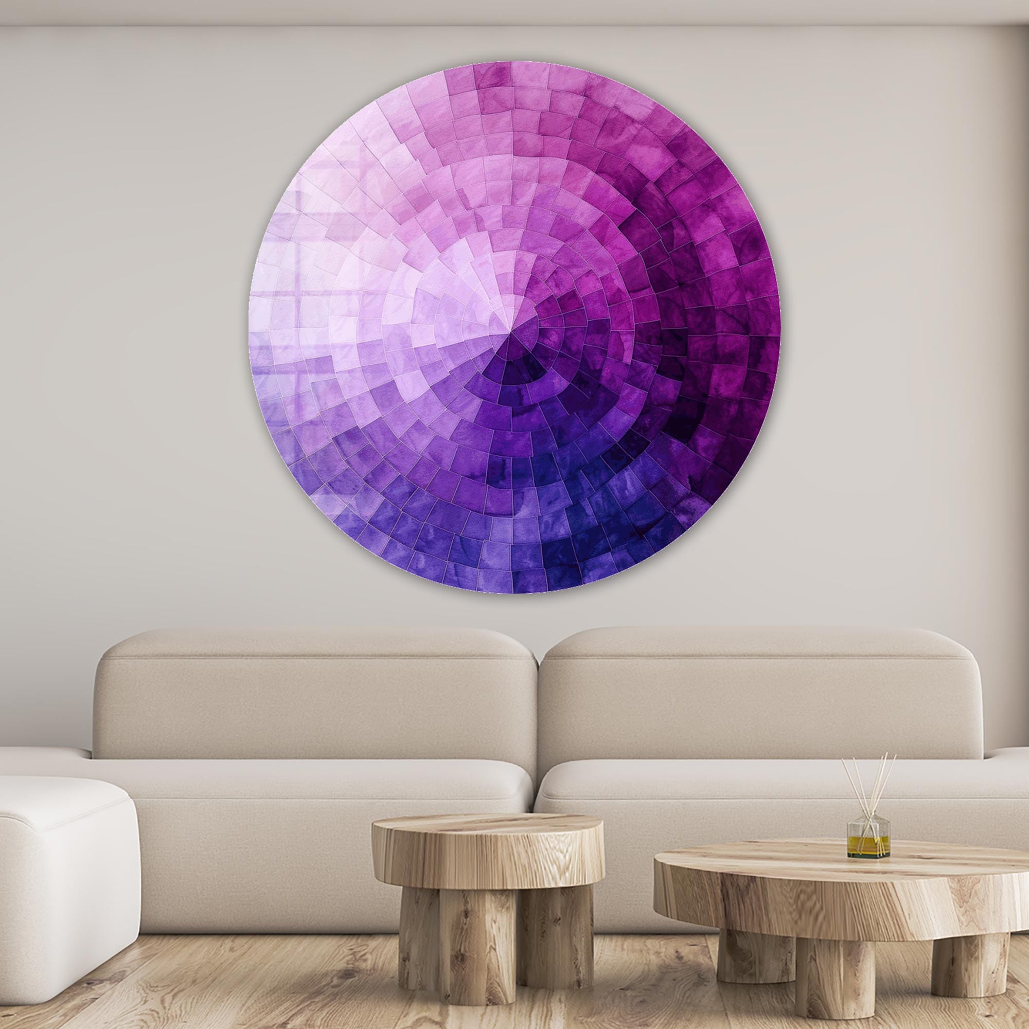 Artronauts Glass Print Violet Vortex - Rounded Glass Wall Art