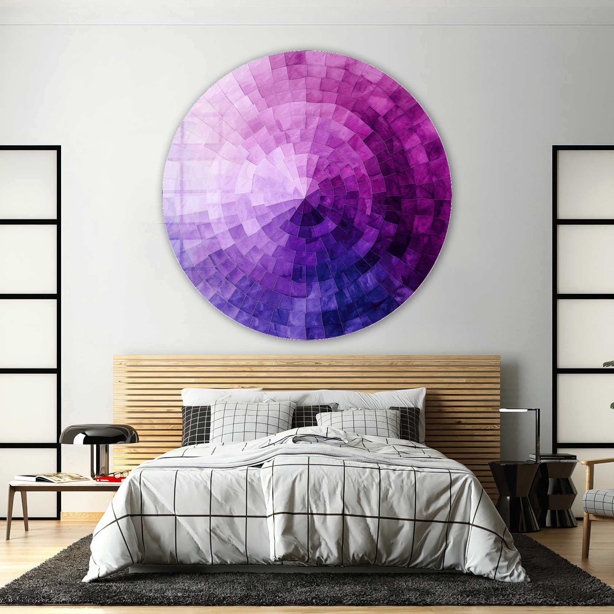 Artronauts Glass Print Violet Vortex - Rounded Glass Wall Art