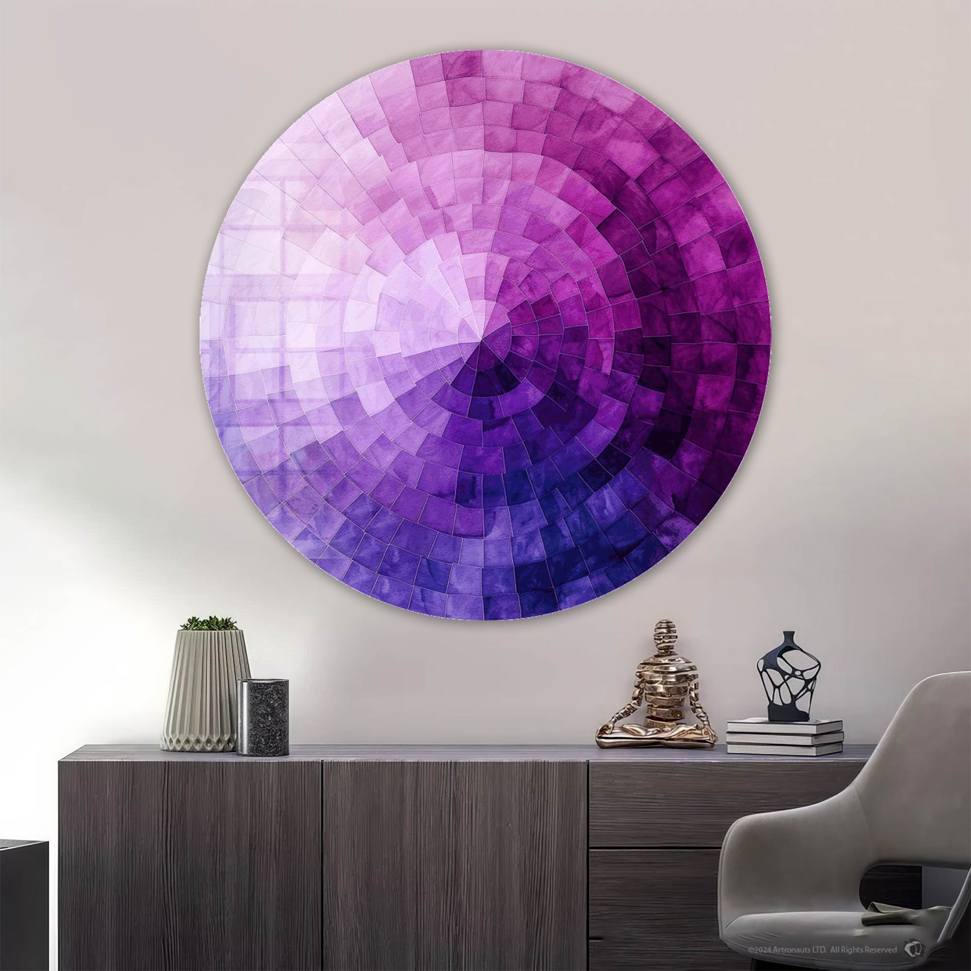Artronauts Glass Print Violet Vortex - Rounded Glass Wall Art