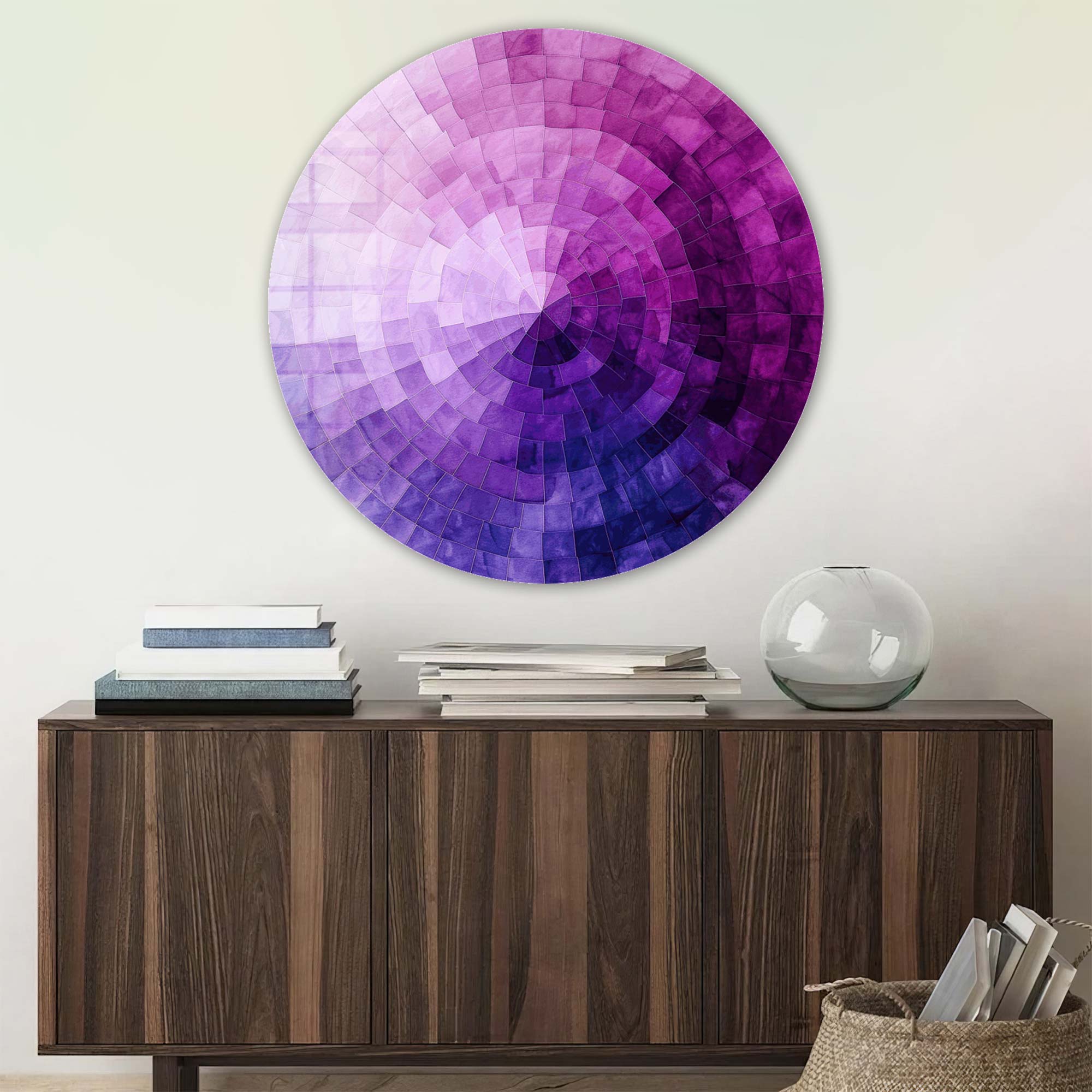 Artronauts Glass Print Violet Vortex - Rounded Glass Wall Art