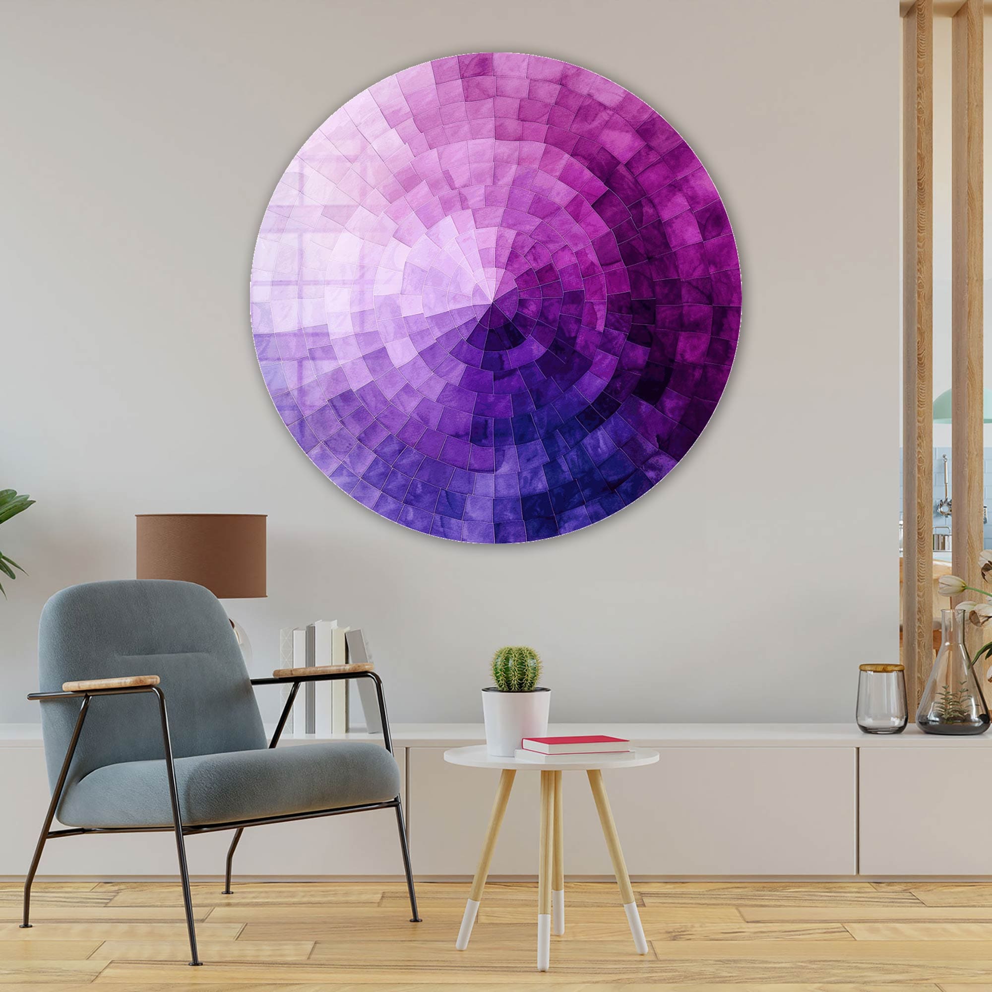 Artronauts Glass Print Violet Vortex - Rounded Glass Wall Art