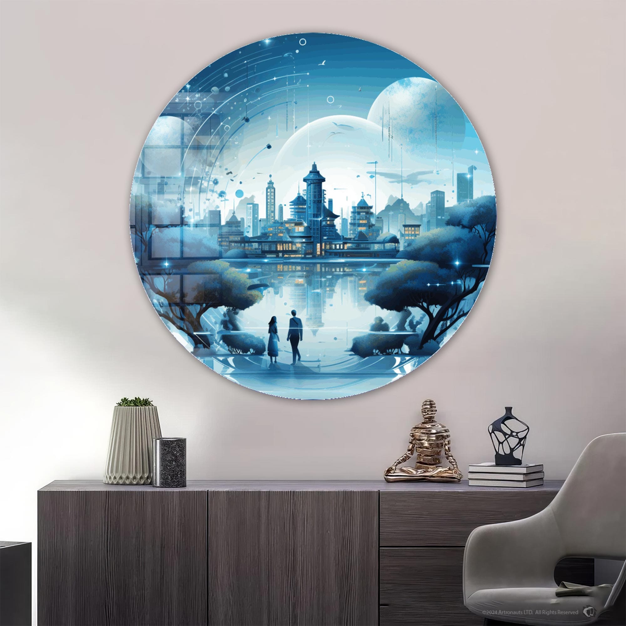 Artronauts Glass Print Neon Horizon - Rounded Glass Wall Art