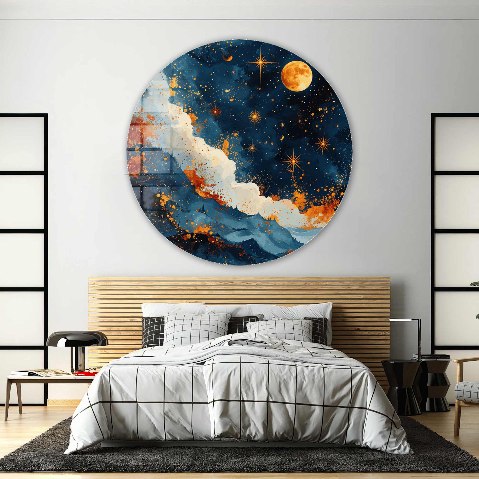 Artronauts Glass Print Celestial Dance - Rounded Glass Wall Art