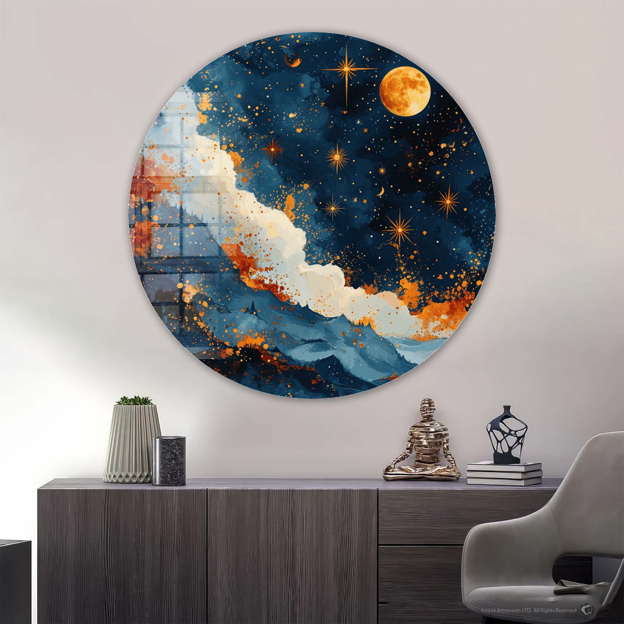 Artronauts Glass Print Celestial Dance - Rounded Glass Wall Art