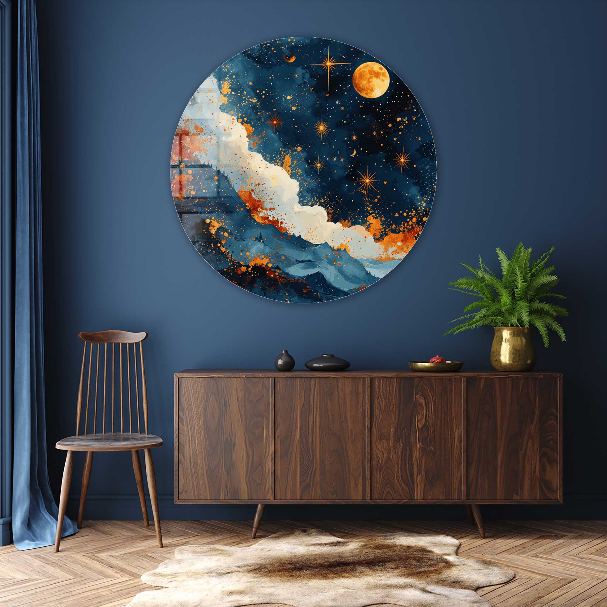 Artronauts Glass Print Celestial Dance - Rounded Glass Wall Art