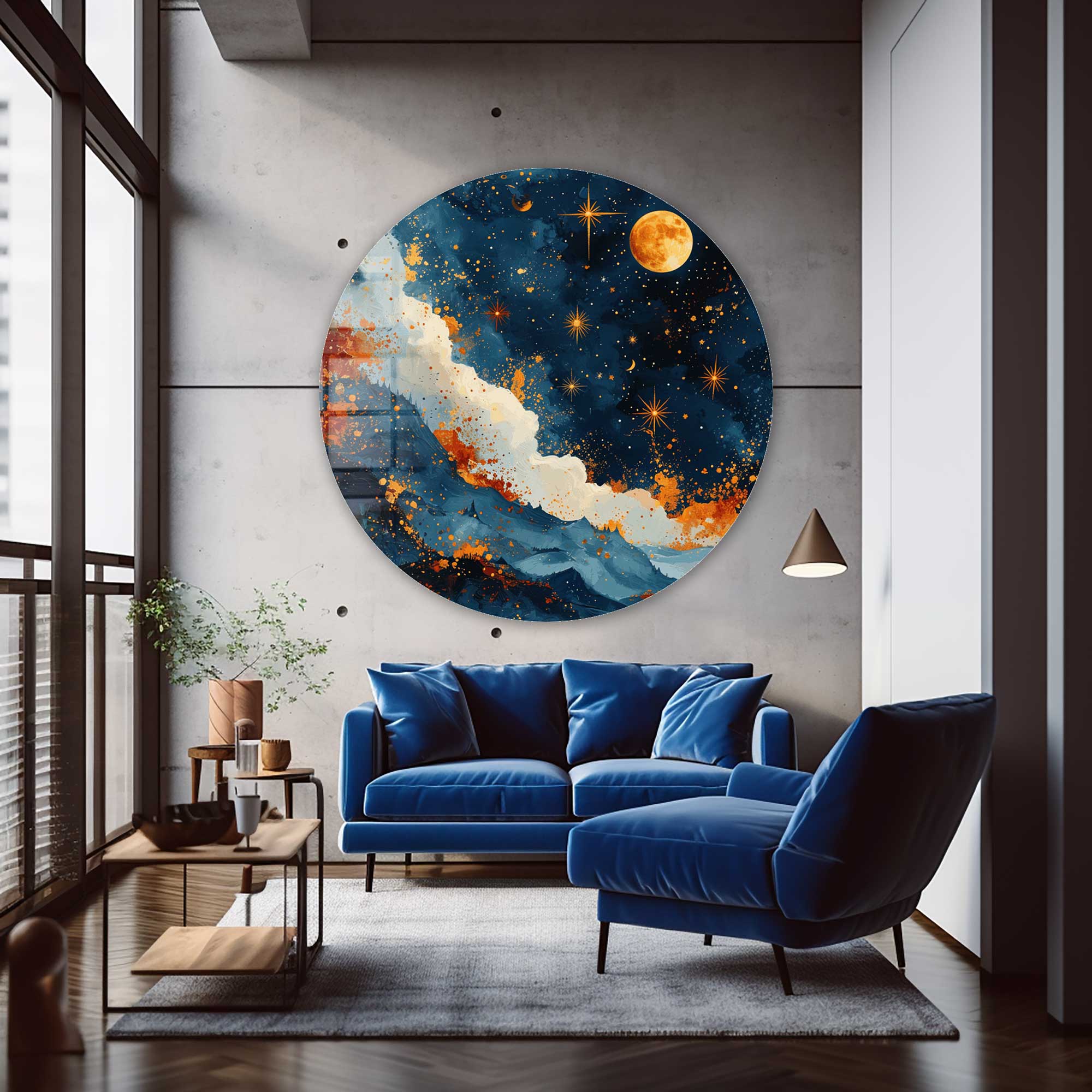 Artronauts Glass Print Celestial Dance - Rounded Glass Wall Art