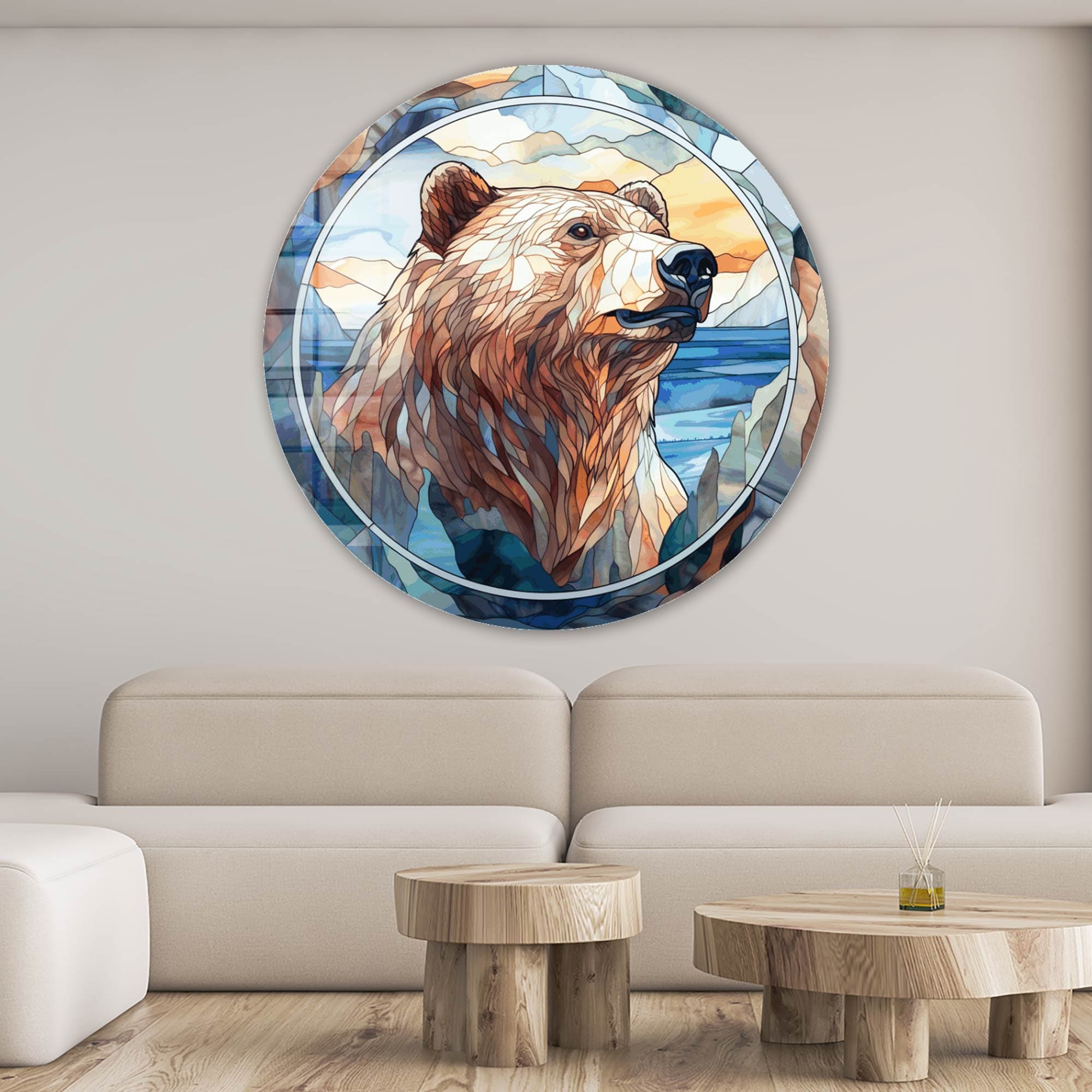 Artronauts Glass Print Stained Bear - Rounded Glass Wall Art