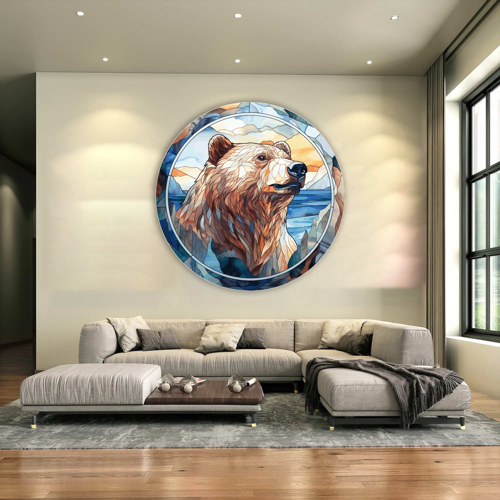 Artronauts Glass Print Stained Bear - Rounded Glass Wall Art