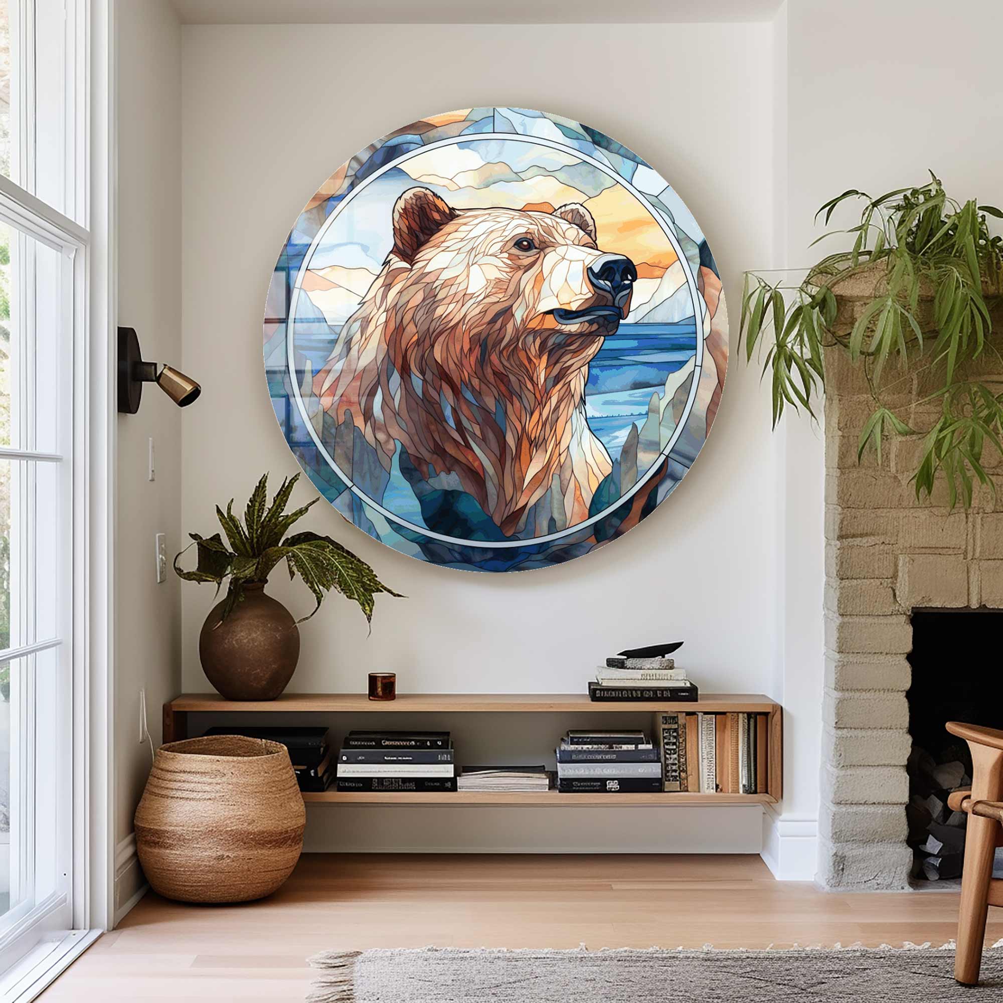 Artronauts Glass Print Stained Bear - Rounded Glass Wall Art