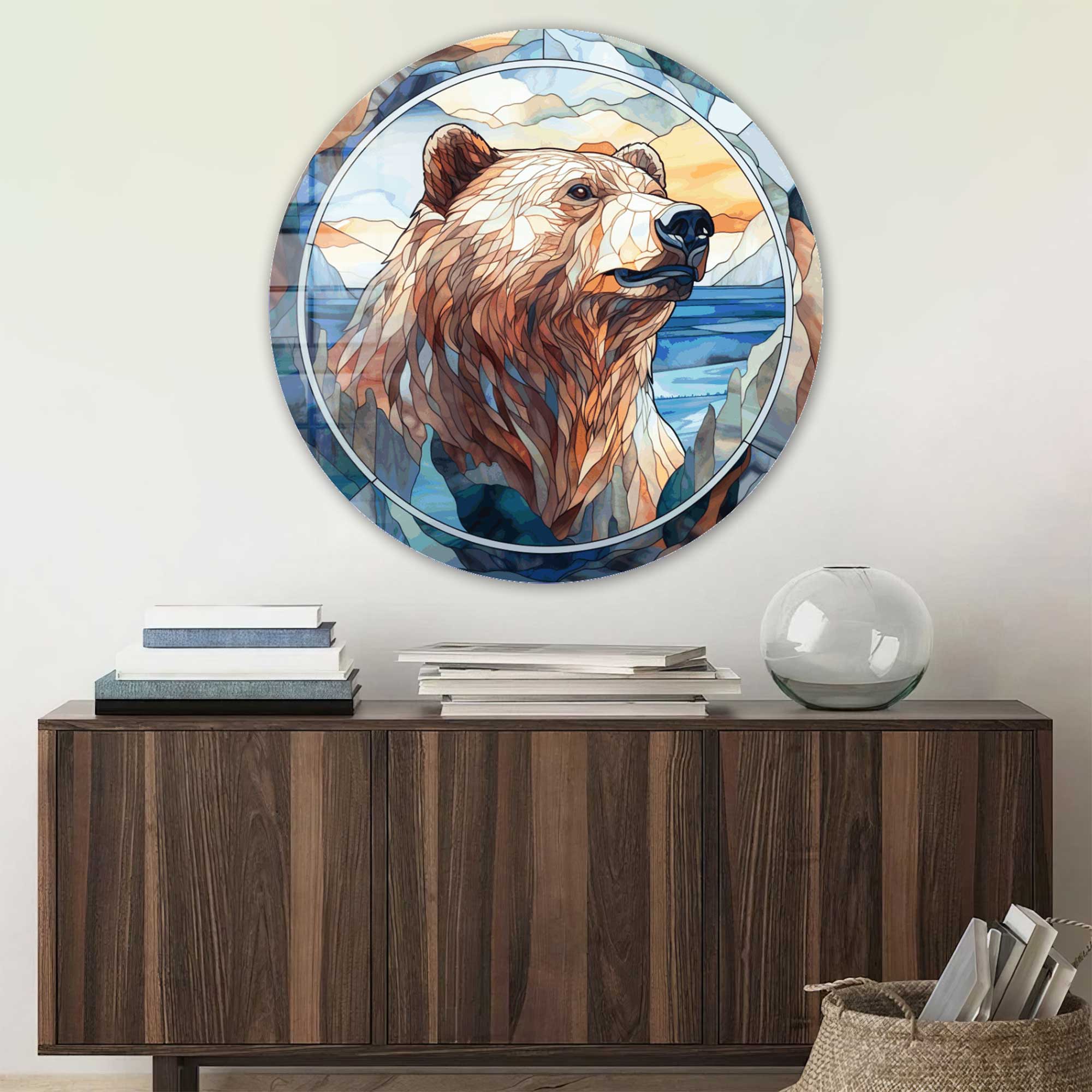Artronauts Glass Print Stained Bear - Rounded Glass Wall Art