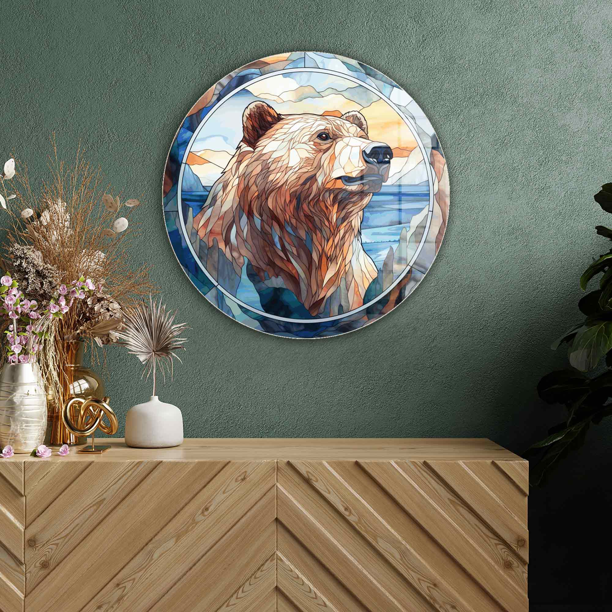 Artronauts Glass Print Stained Bear - Rounded Glass Wall Art