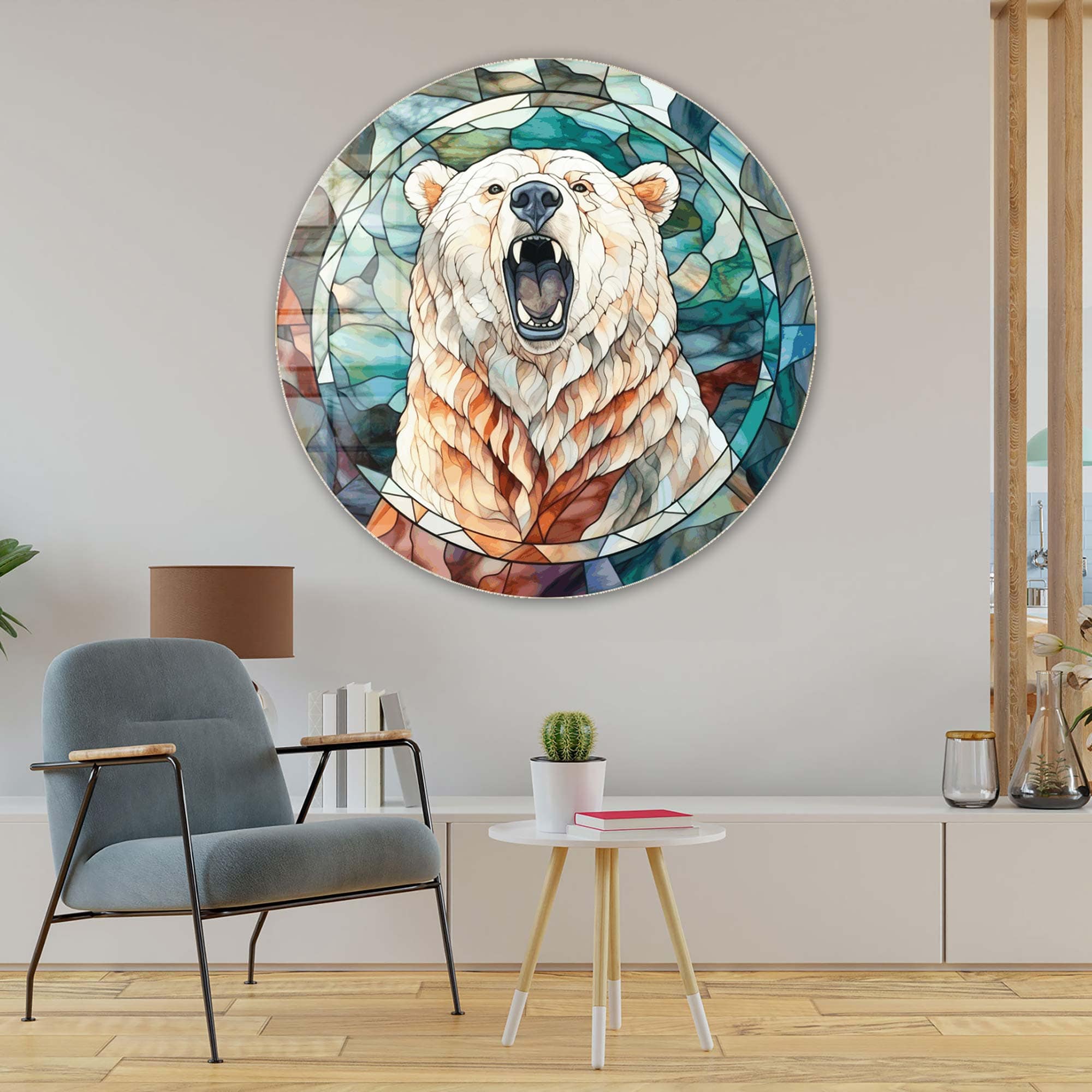 Artronauts Glass Print Stained Bear II - Rounded Glass Wall Art