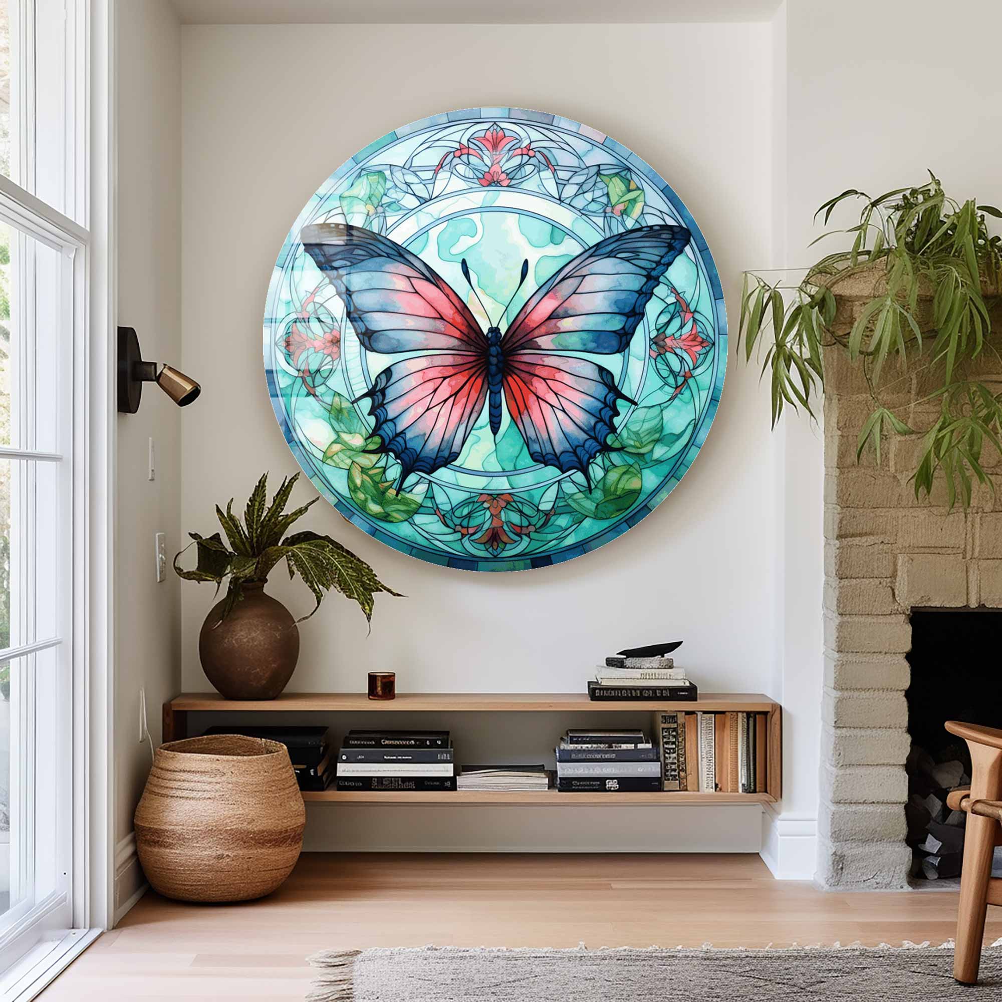 Artronauts Glass Print Stained ButterfIy II - Rounded Glass Wall Art