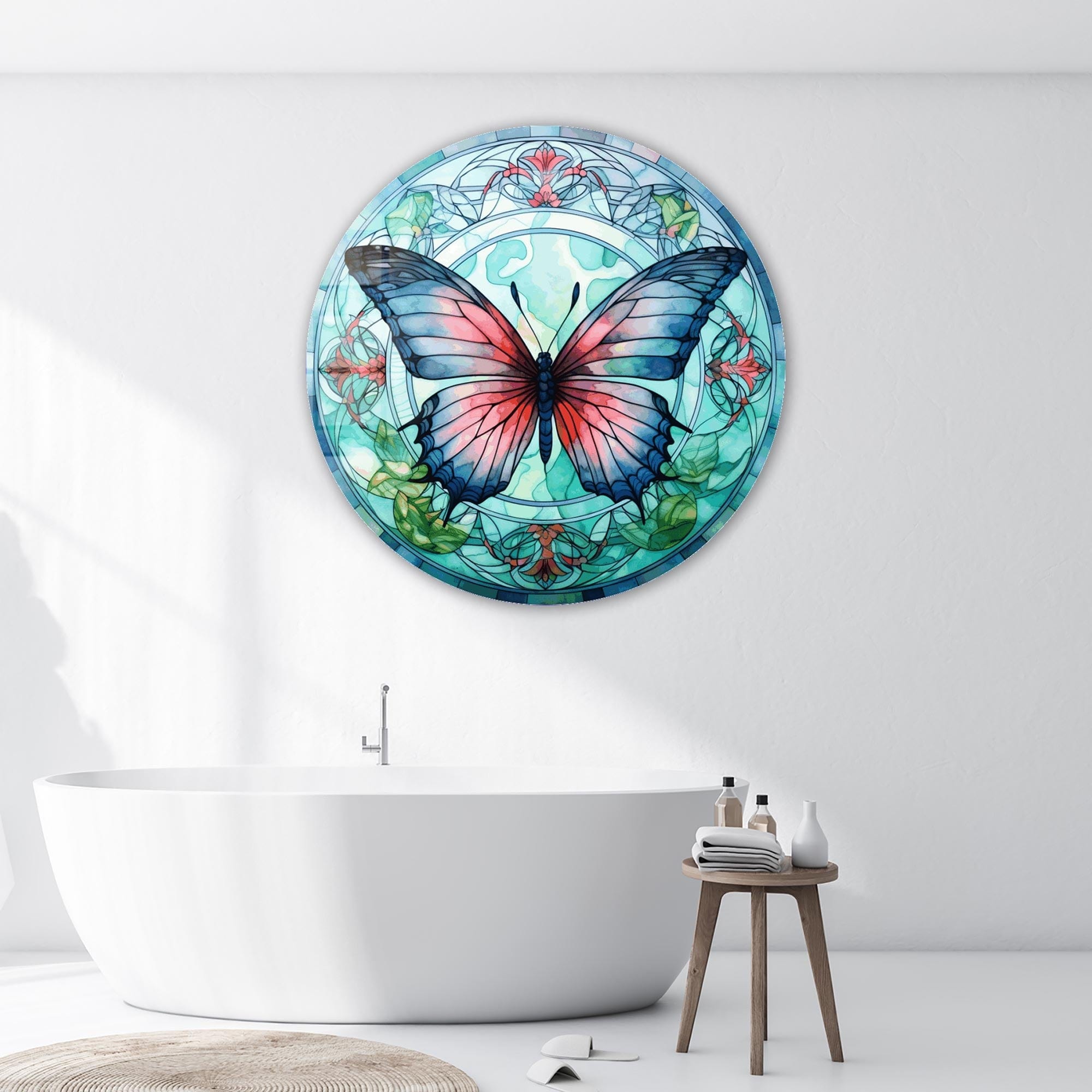 Artronauts Glass Print Stained ButterfIy II - Rounded Glass Wall Art