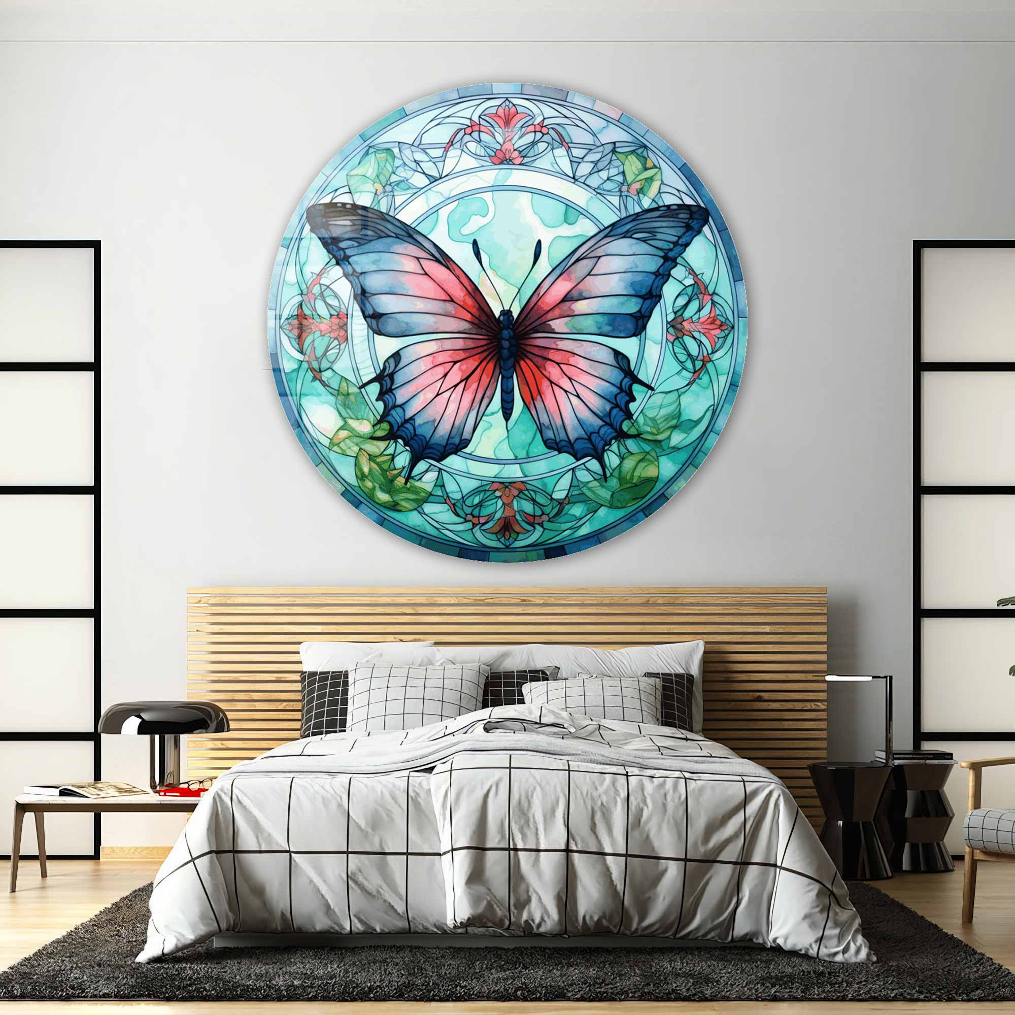 Artronauts Glass Print Stained ButterfIy II - Rounded Glass Wall Art