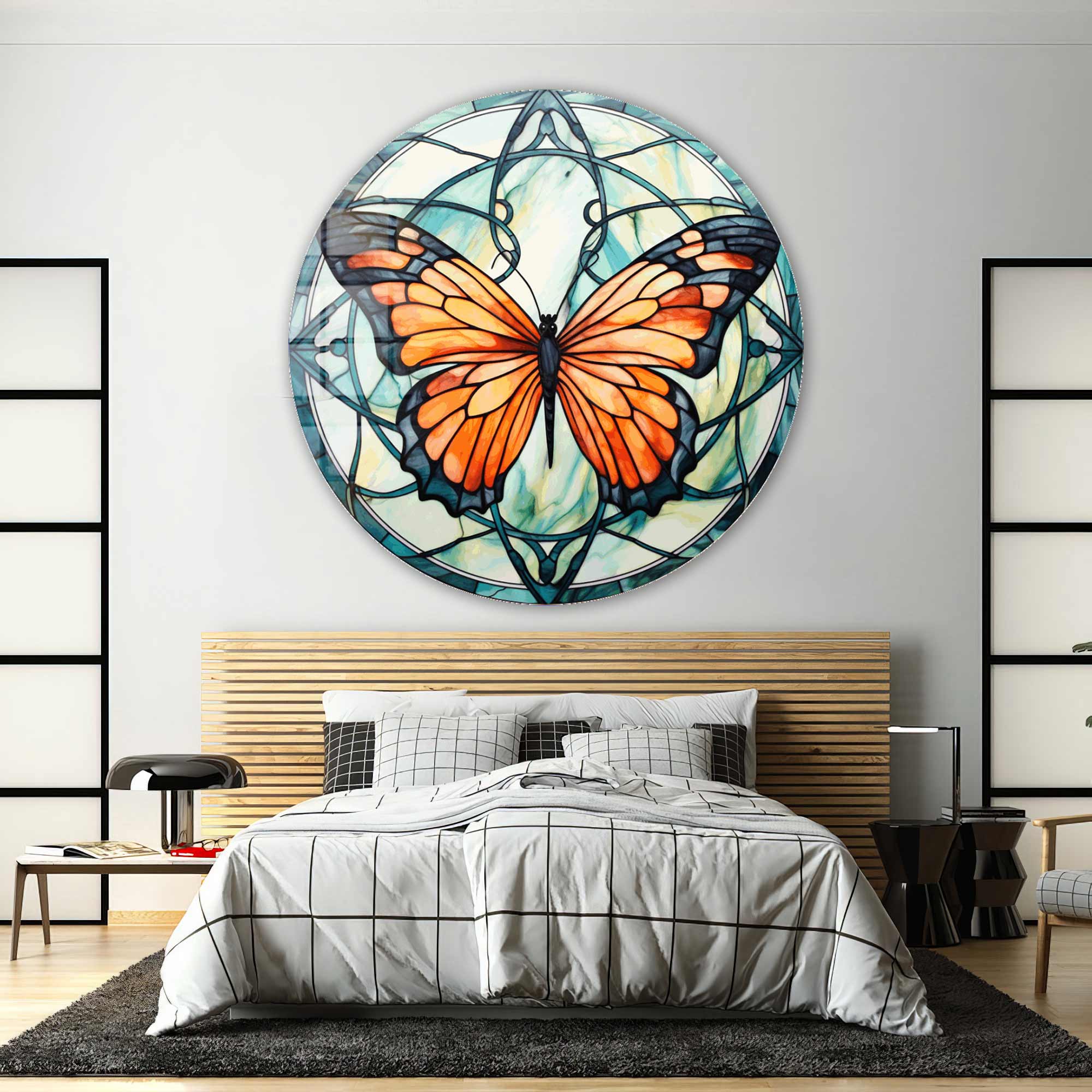 Artronauts Glass Print Stained ButterfIy III - Rounded Glass Wall Art