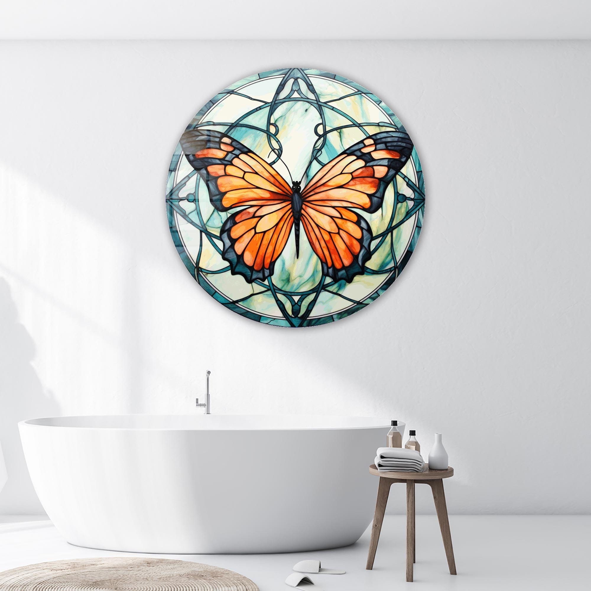 Artronauts Glass Print Stained ButterfIy III - Rounded Glass Wall Art