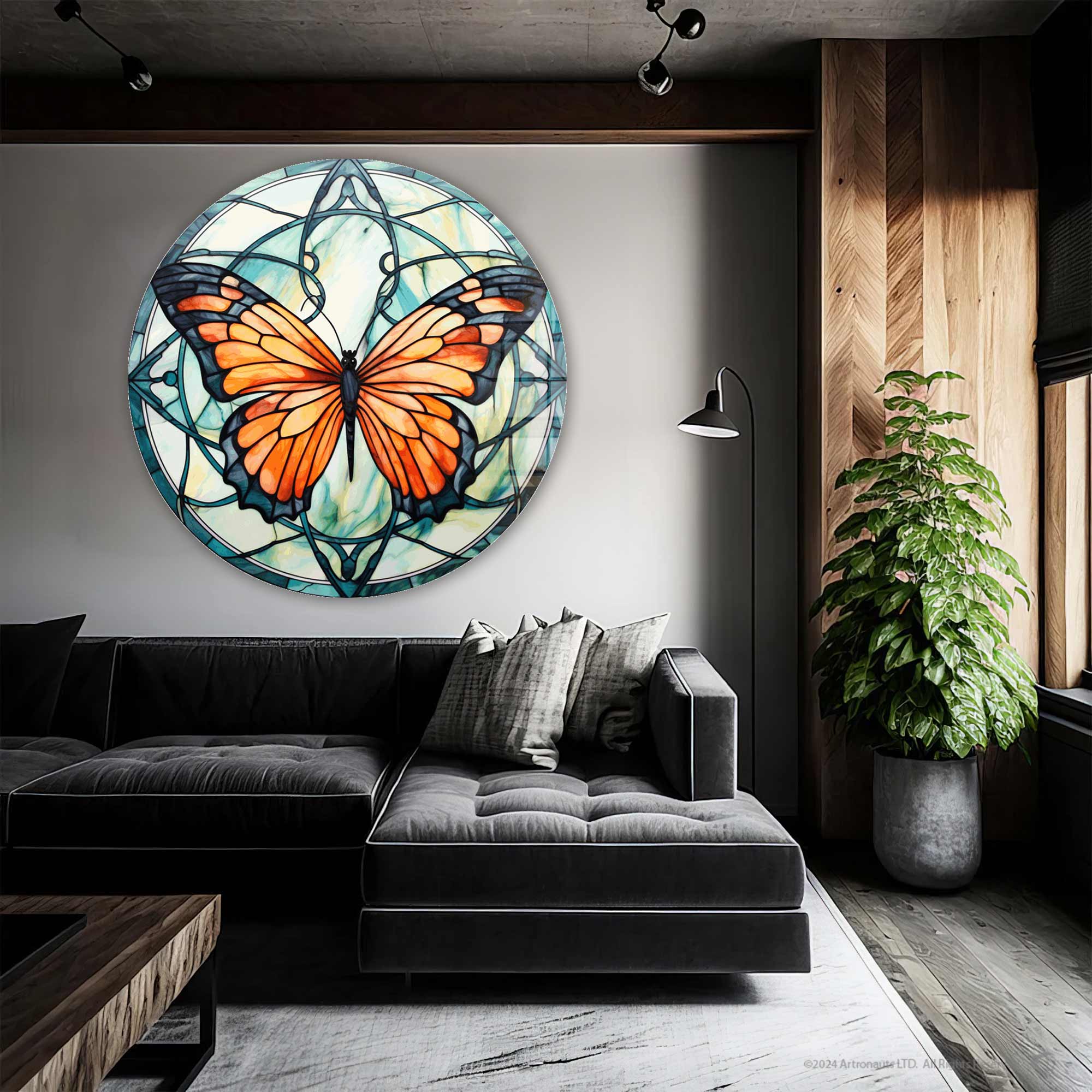 Artronauts Glass Print Stained ButterfIy III - Rounded Glass Wall Art